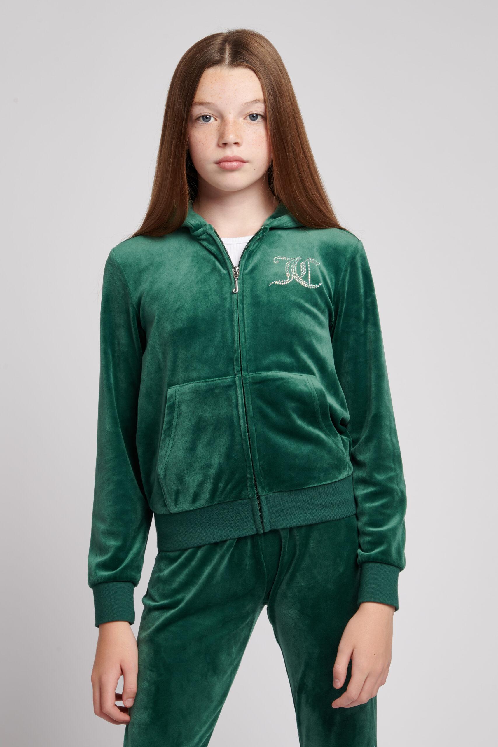 juicy couture green velour tracksuit front view