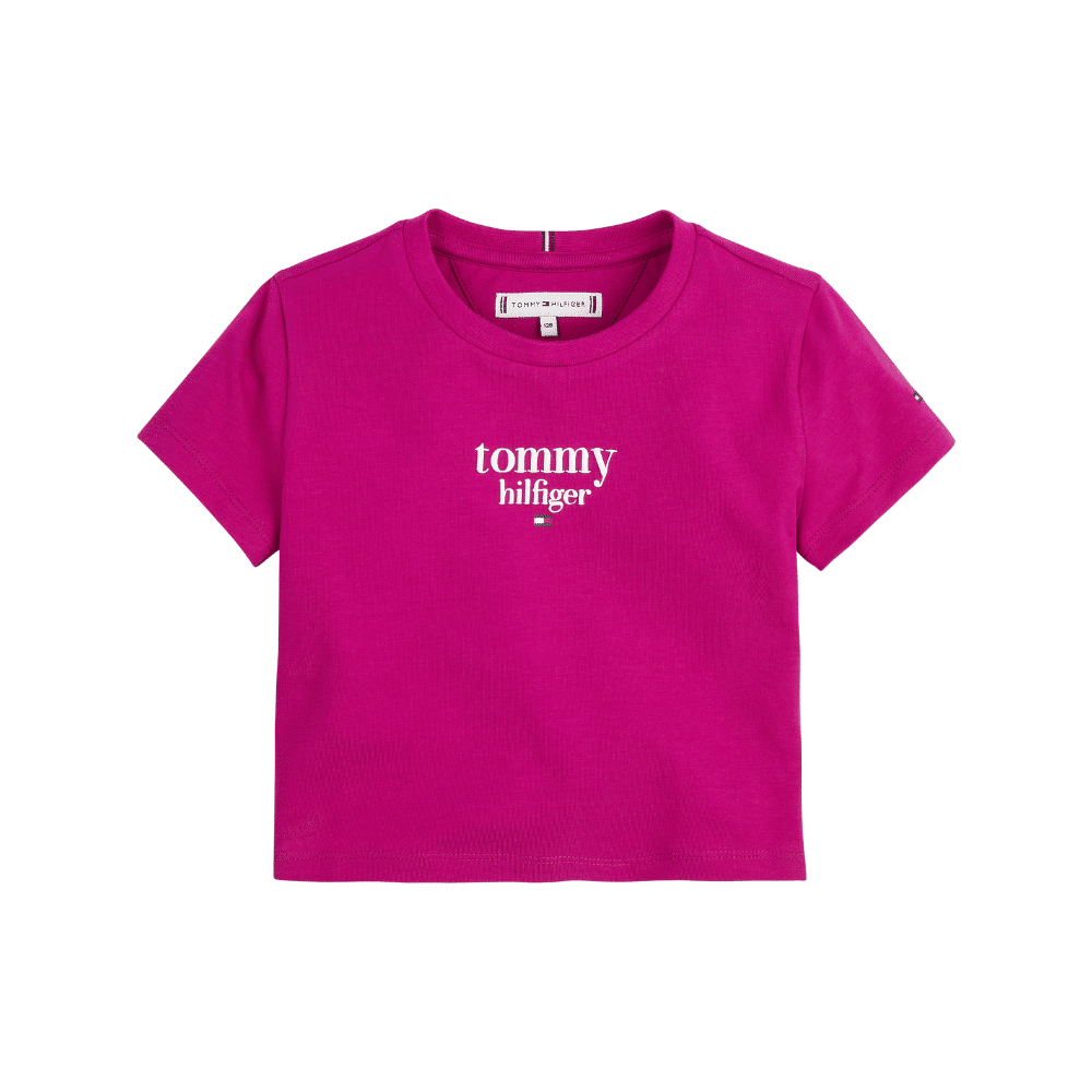 tommy hilfiger girls pink cropped tshirt