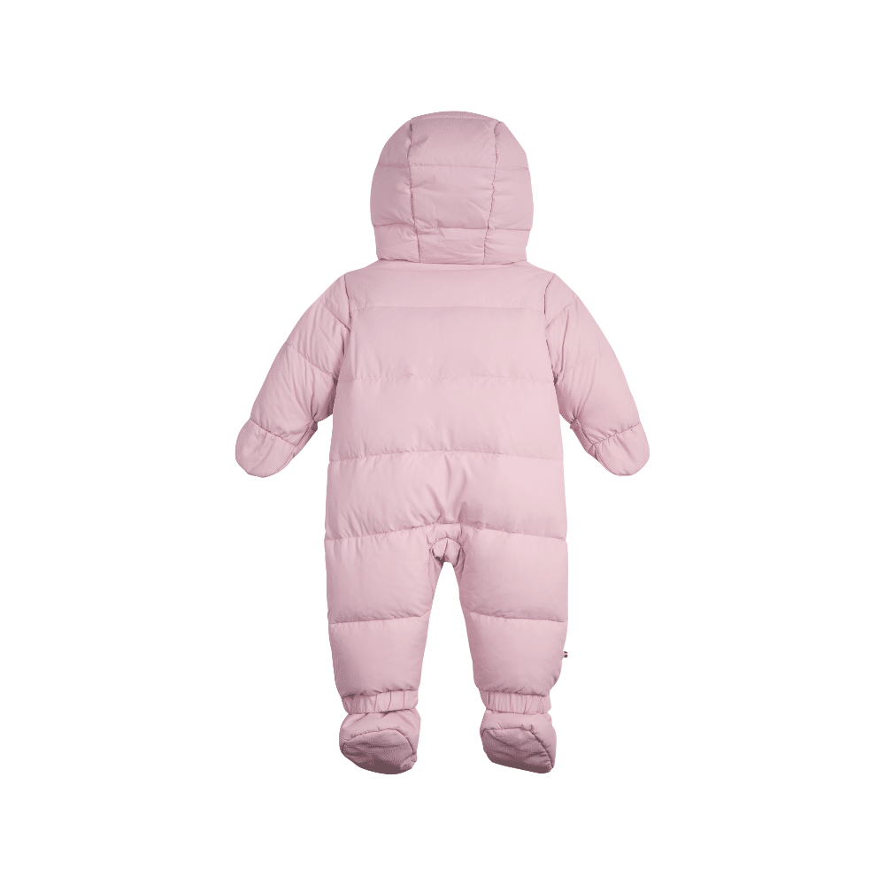 tommy hilfiger baby pale pink all in one ski suit back view