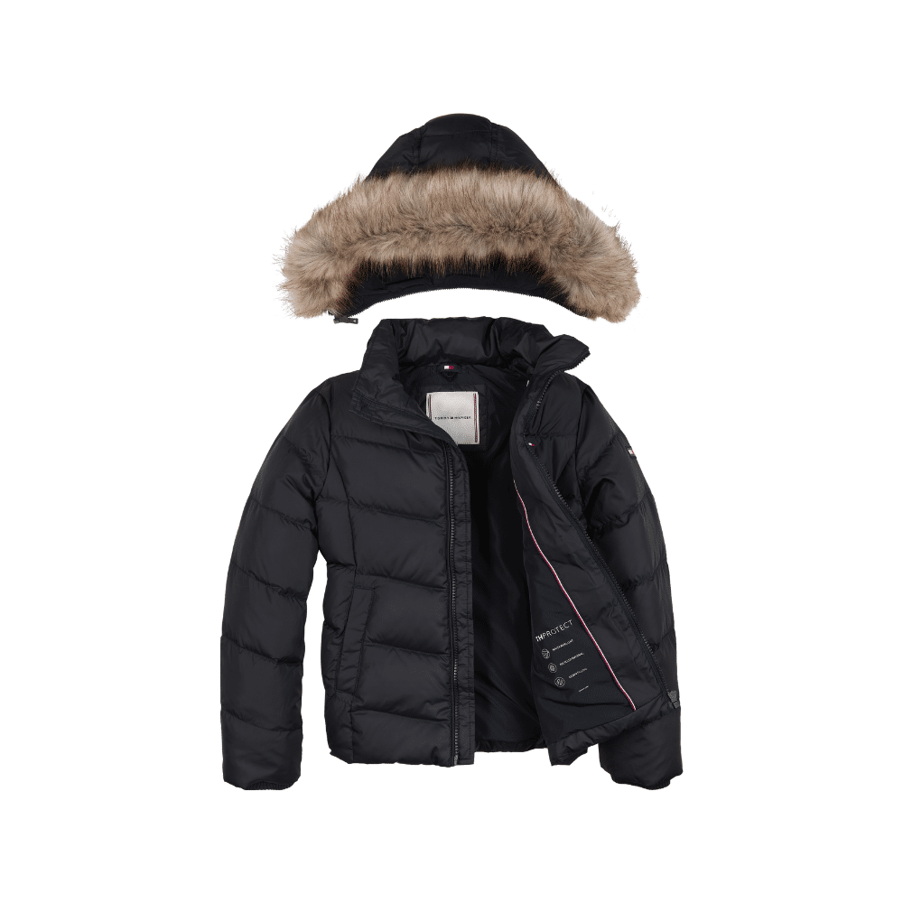 tommy hilfiger kids padded jacket with removable hood