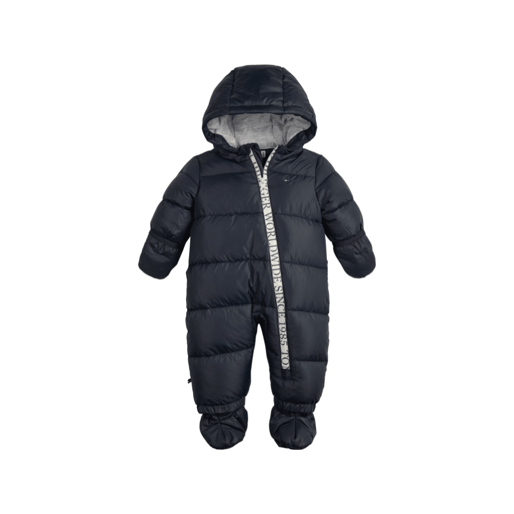 tommy hilfiger baby black all in one ski suit front view