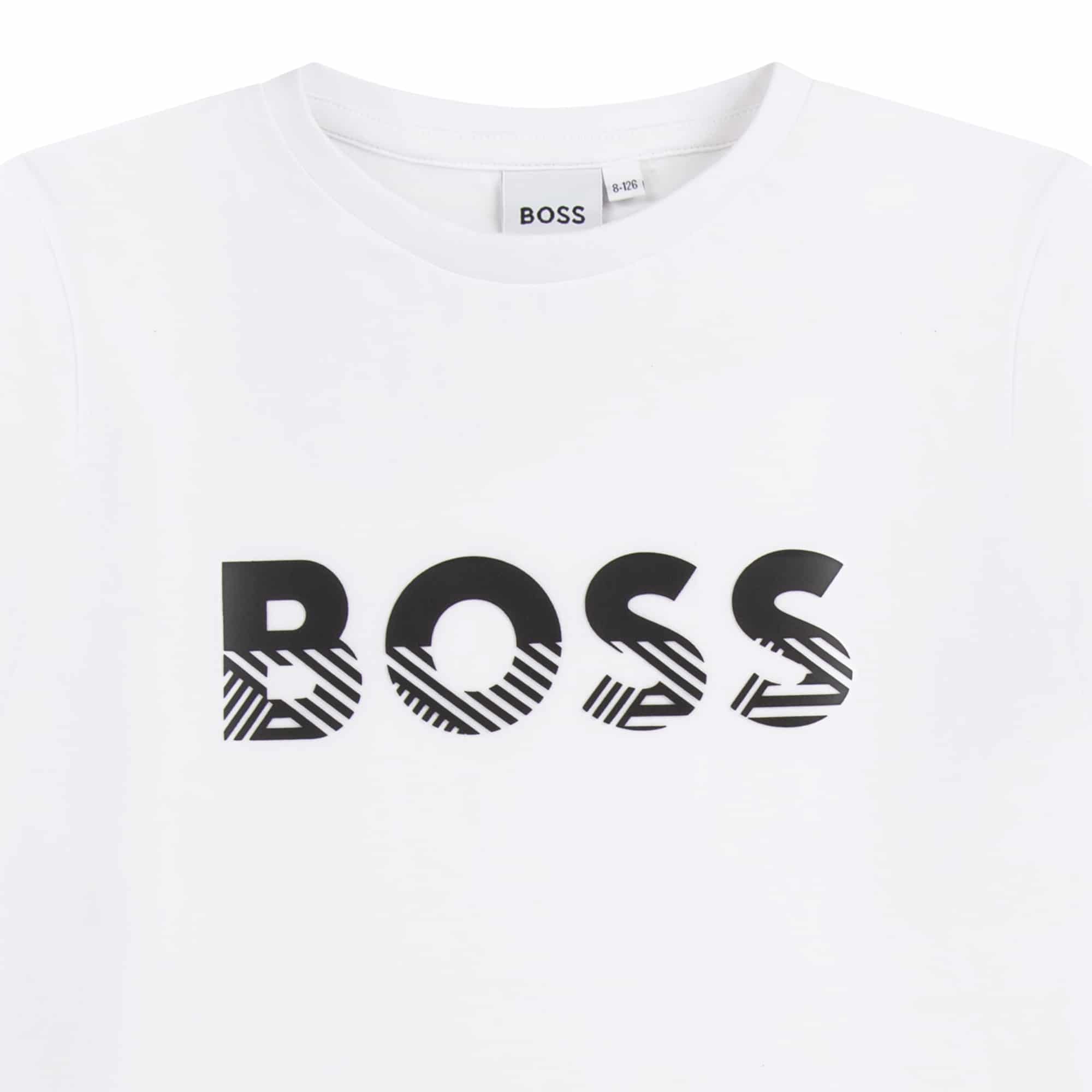 BOSS boys white tshirt with logo
