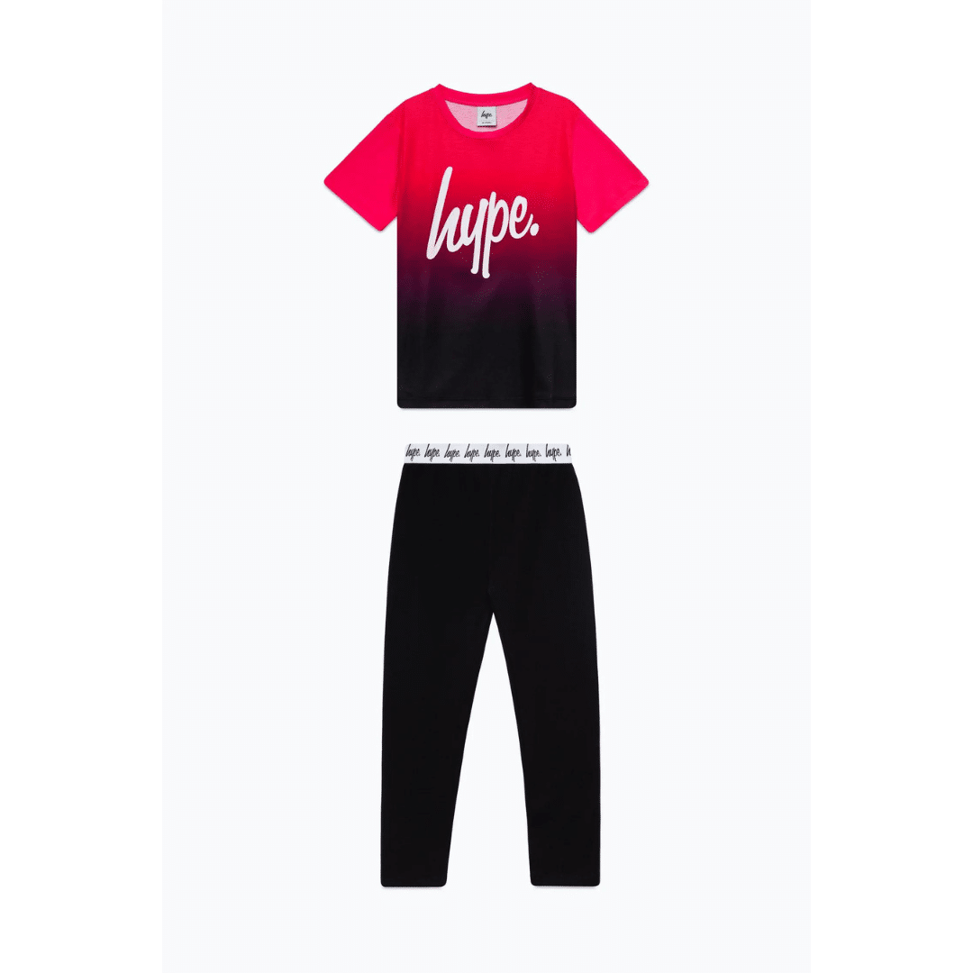 Hype kids tshirt bright red gradient tshirt with trousers