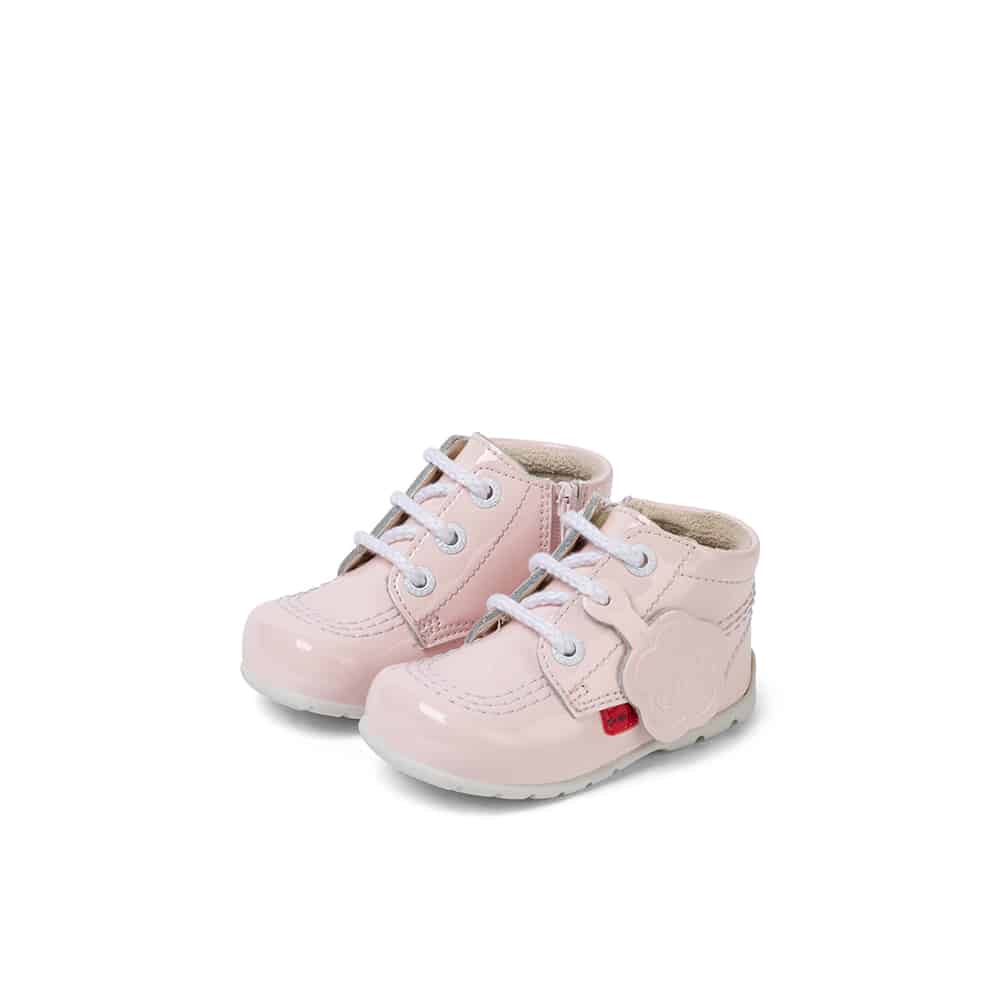 kickers pale pink girl baby hi top right view