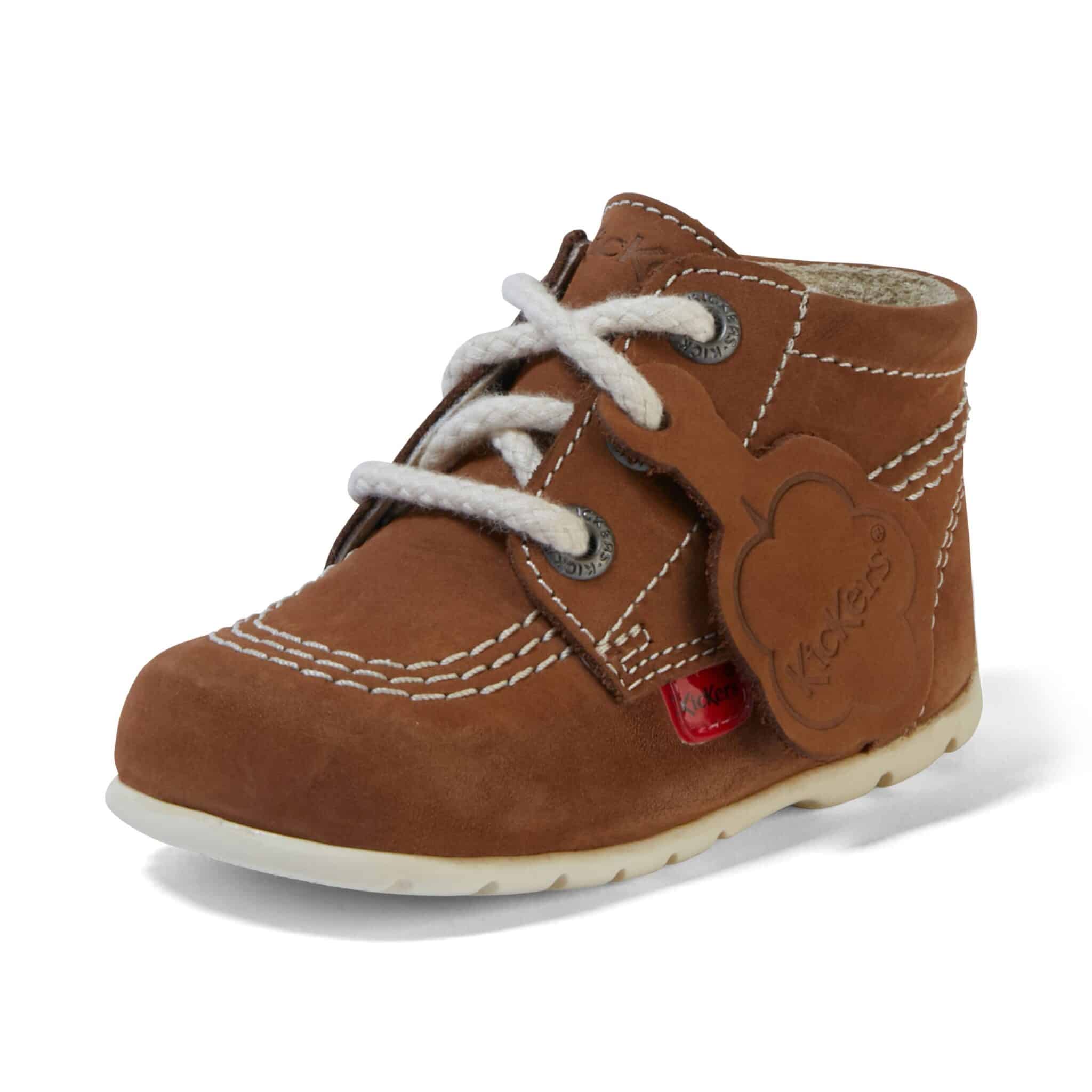 kickers boys brown shoe boots side view