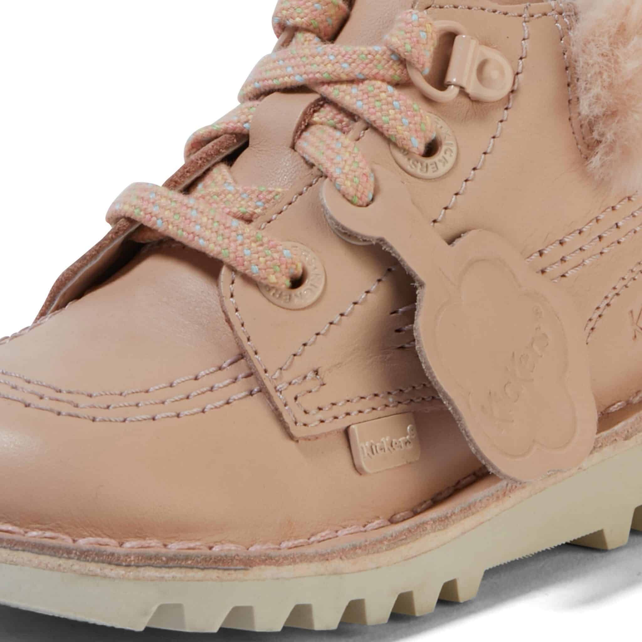 kickers tan leather high top boys warm boots