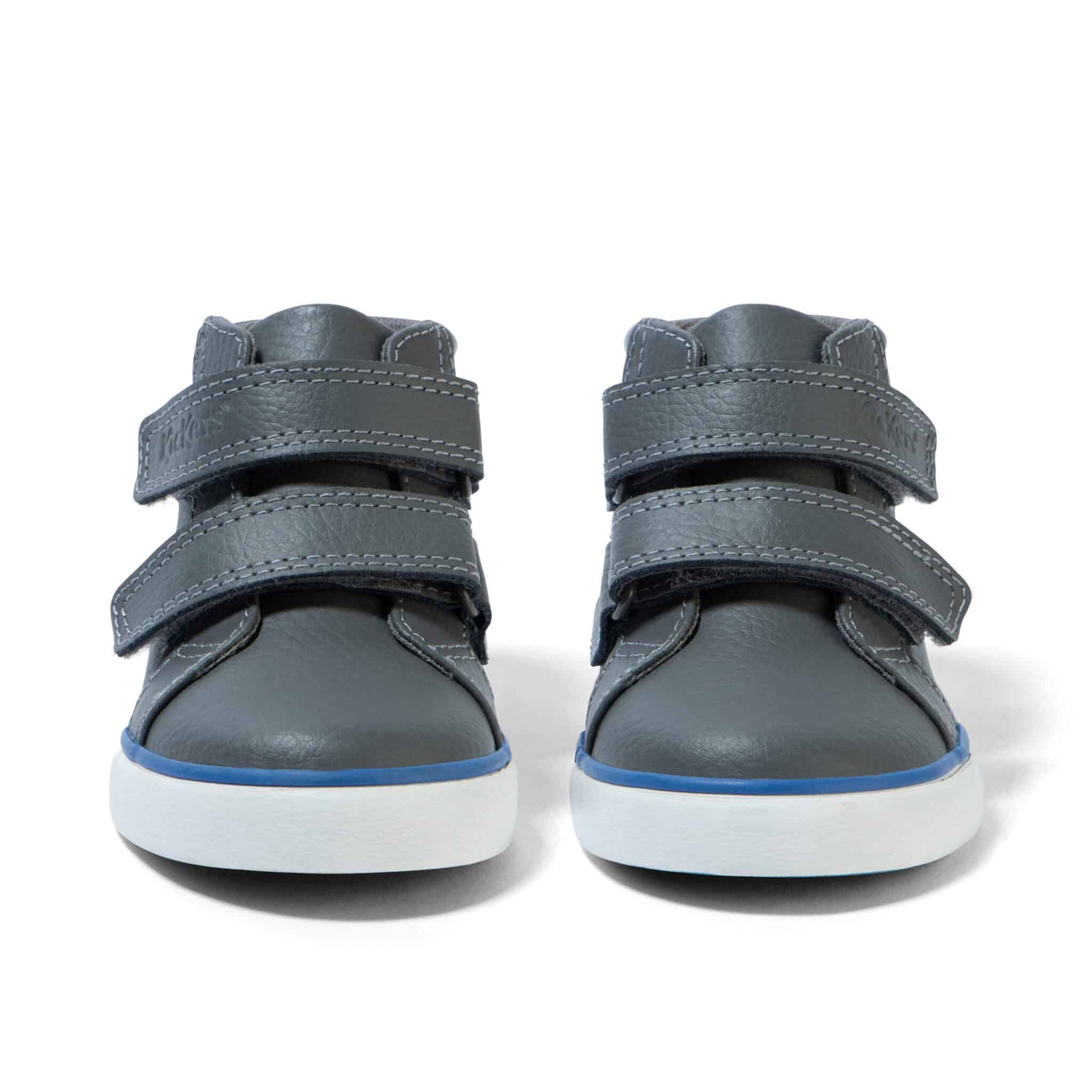 kickers tovni navy boys hi top leather shoes front view