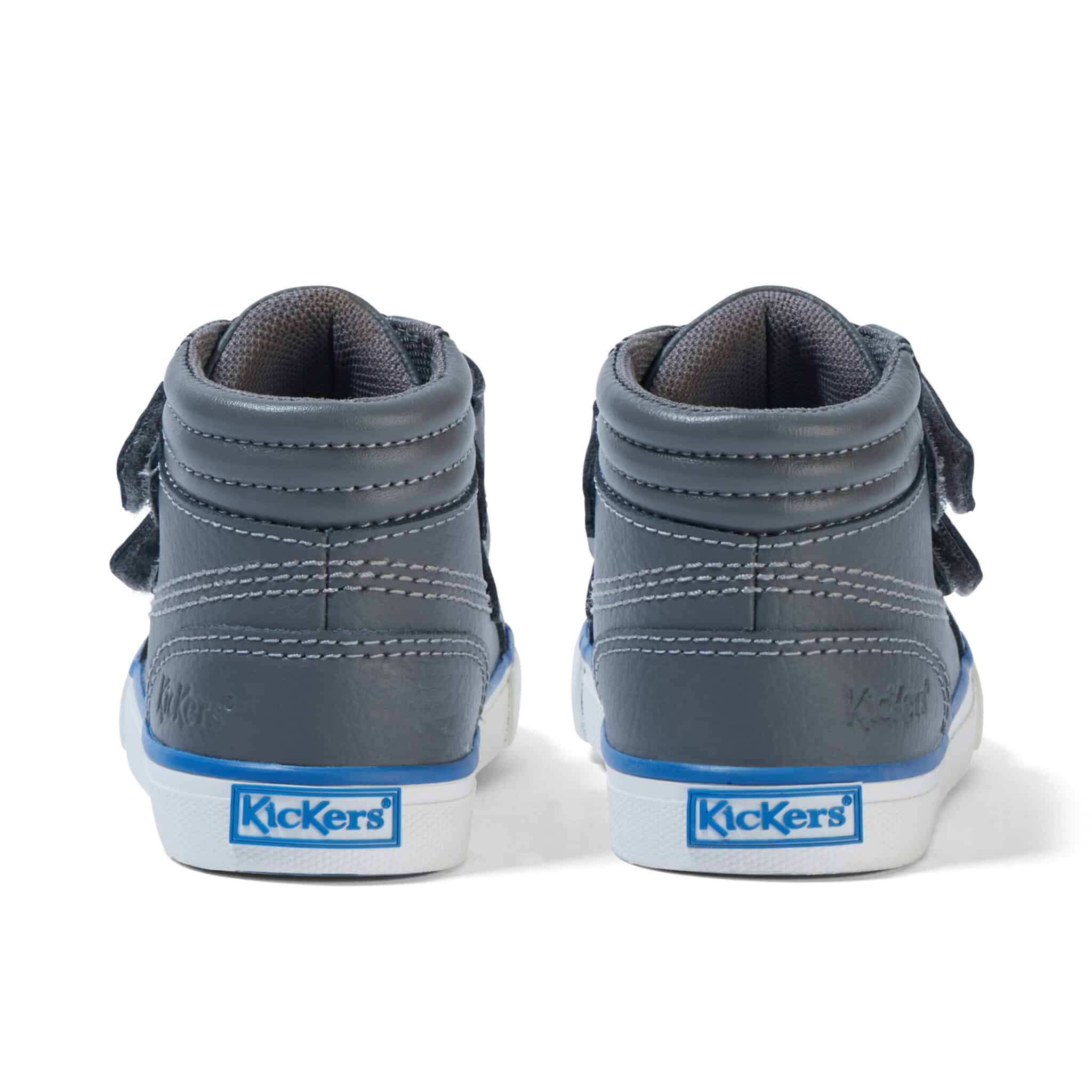 kickers tovni navy boys hi top leather shoes back view