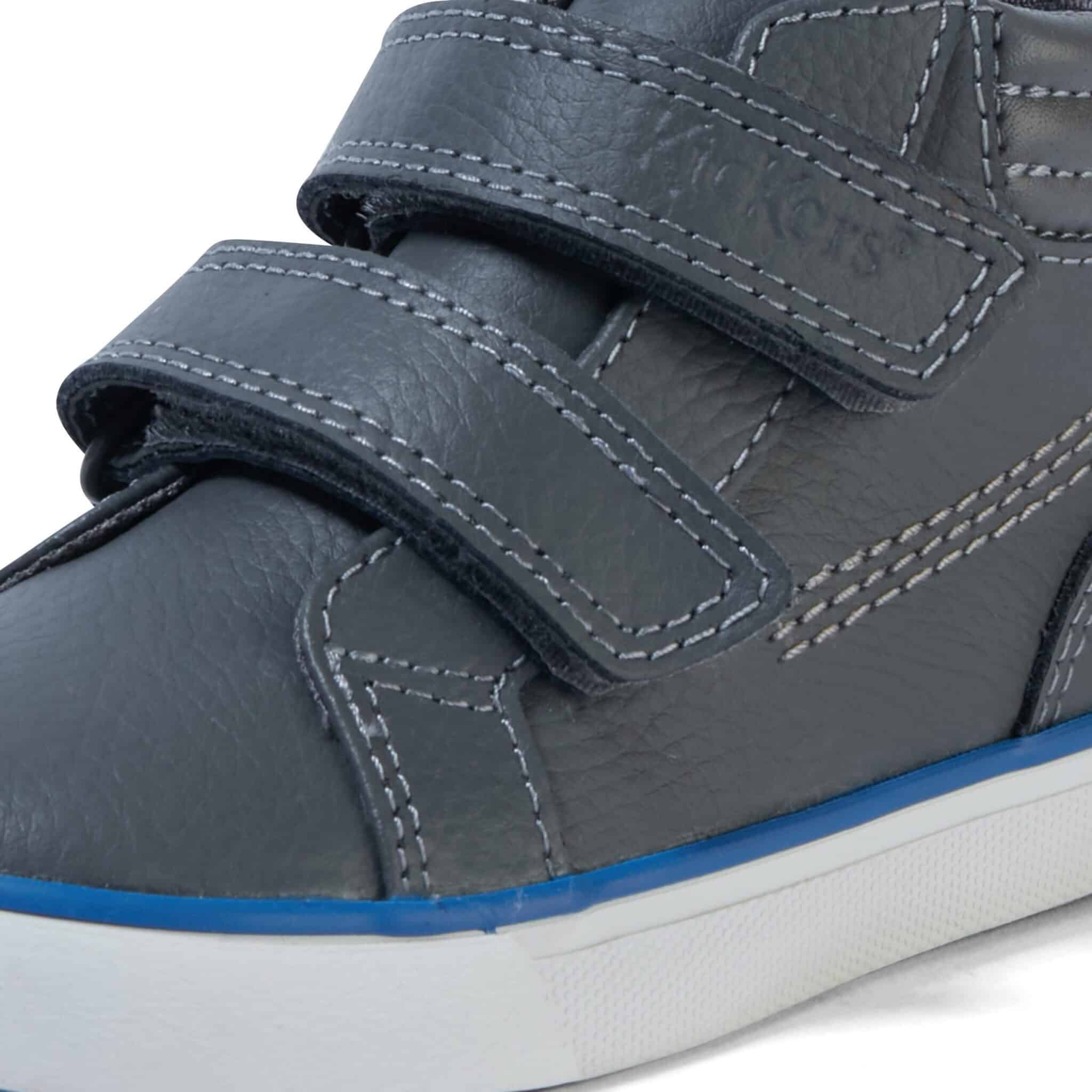 kickers tovni navy boys hi top leather shoes close up