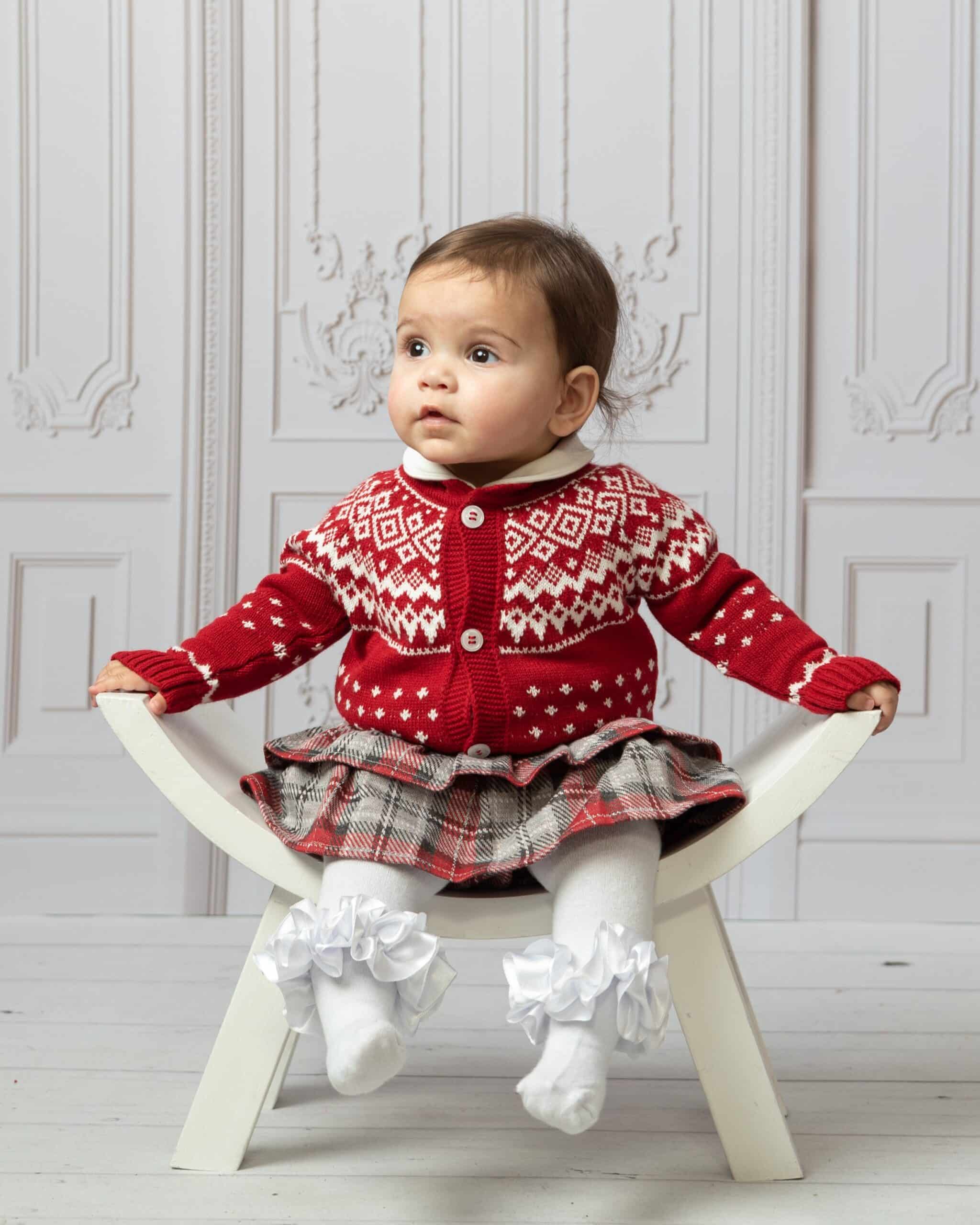 baby christmas outfit on model