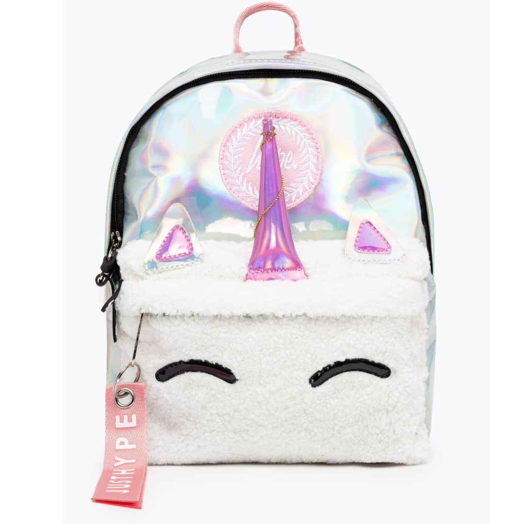 hype metallic unicorn backpack front view