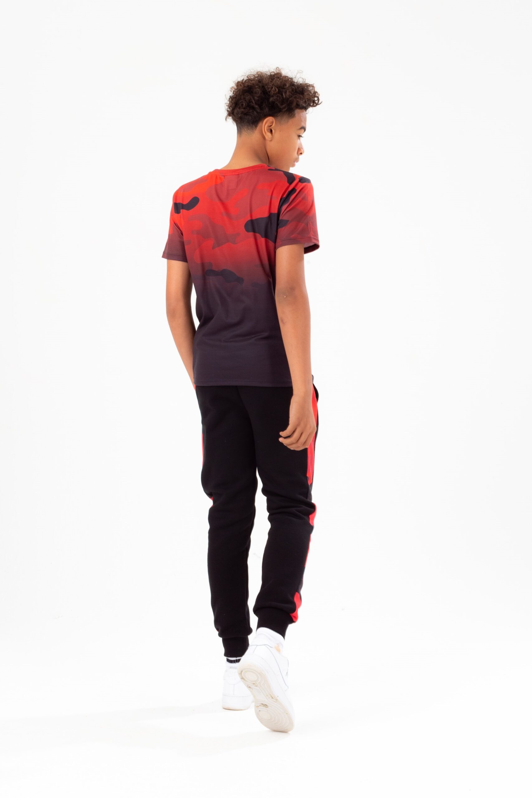 hype boys red camo tshirt on model back view