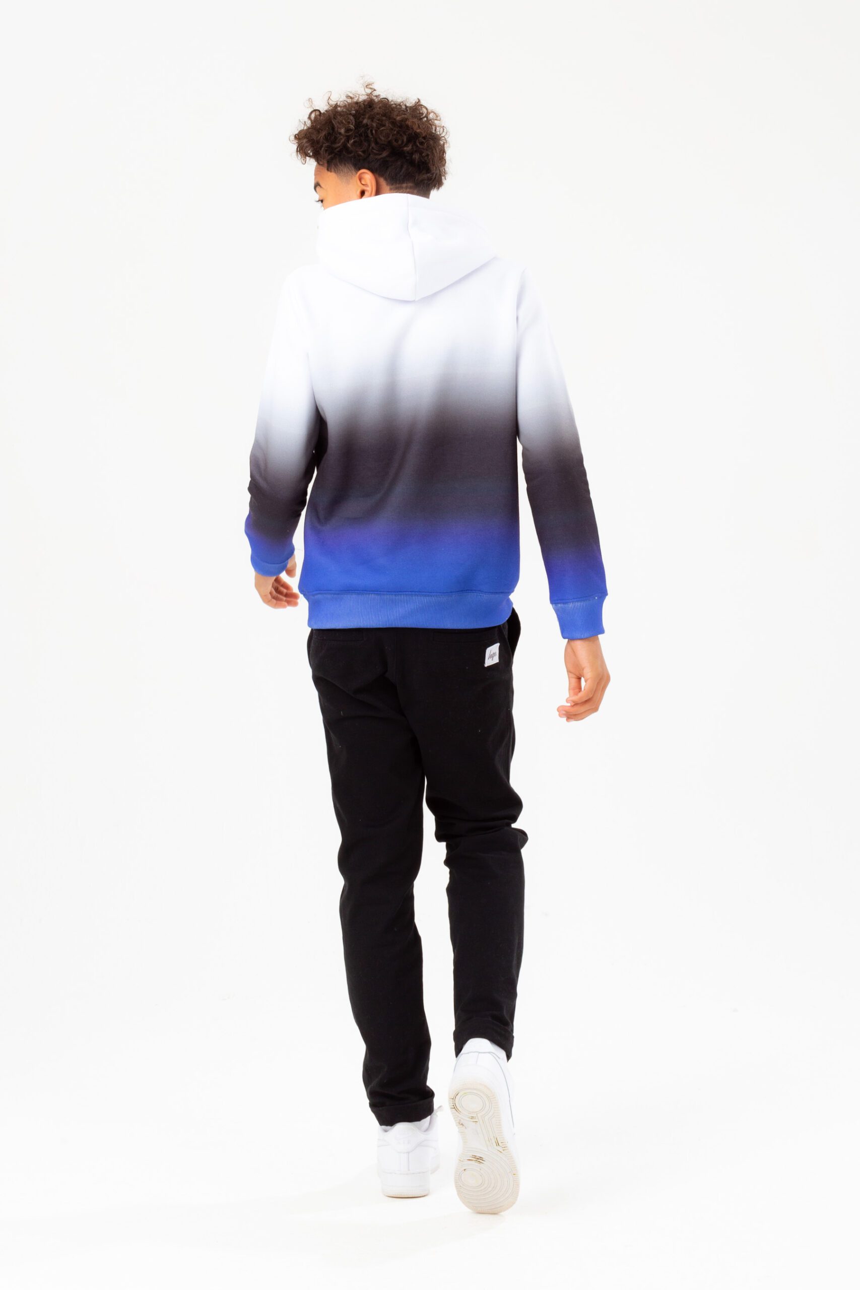 hype boys gradient blue and black hoodie back view