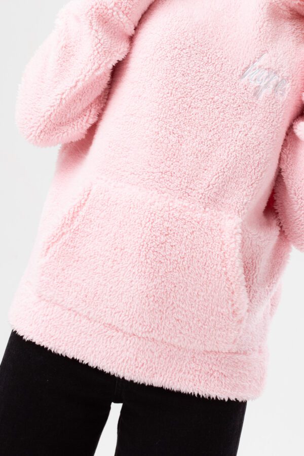 hype girls pale pink sherpa hoodie close up