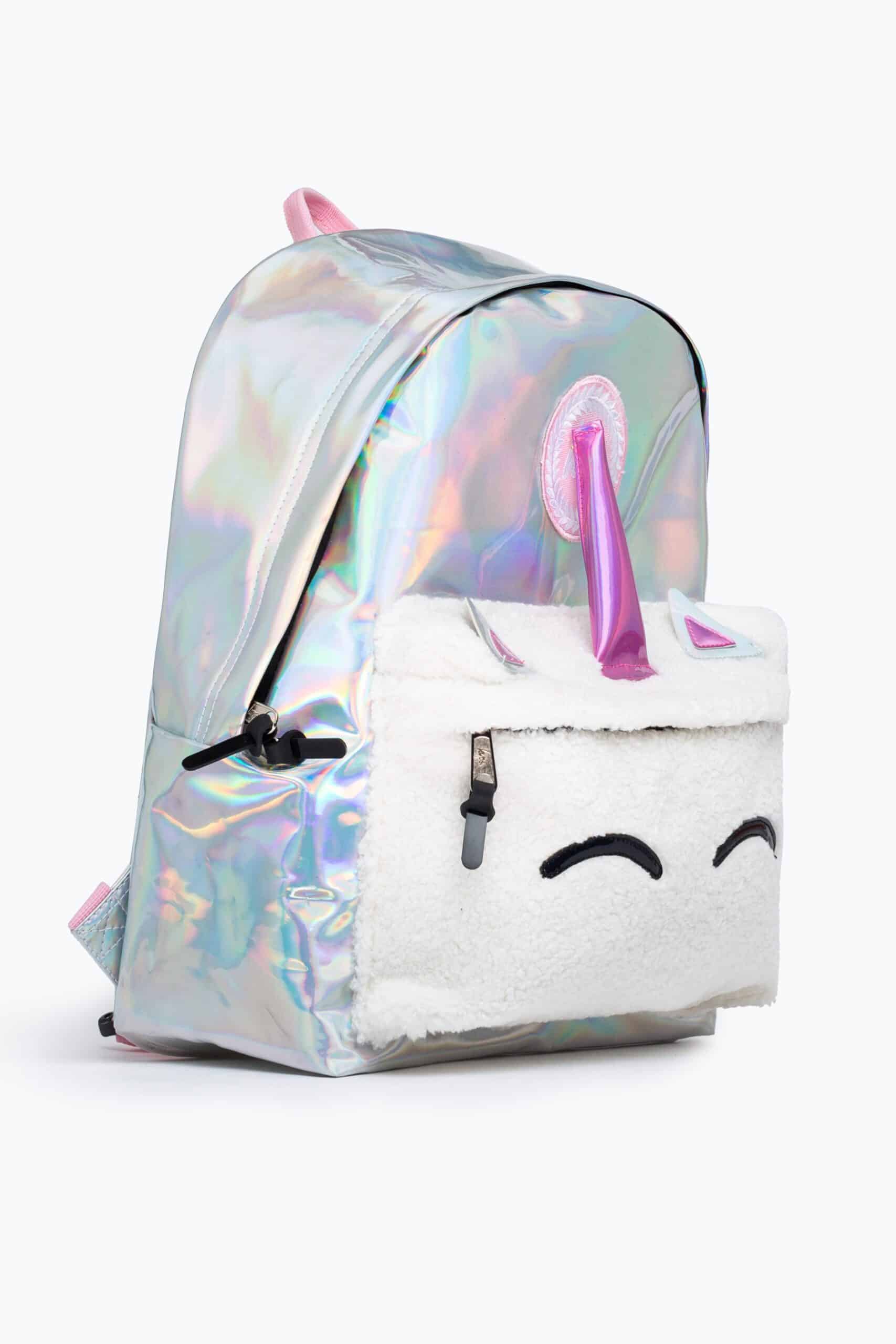 hype metallic unicorn backpack side view