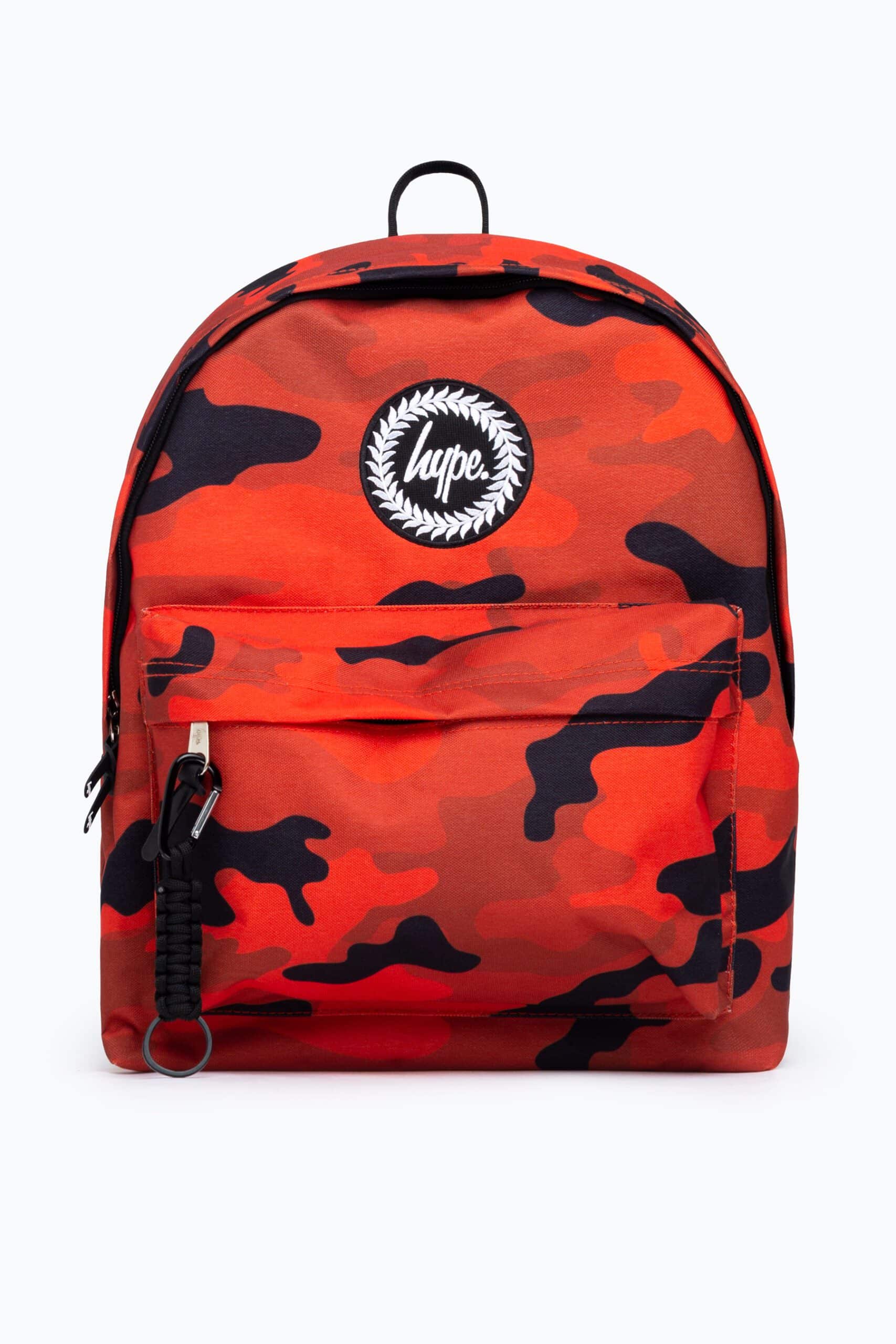 hype red camo backpack front view