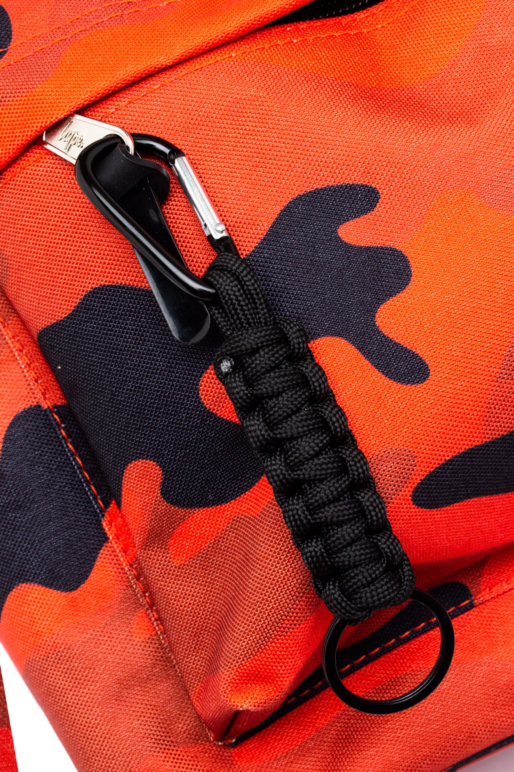 hype red camo backpack zip close up