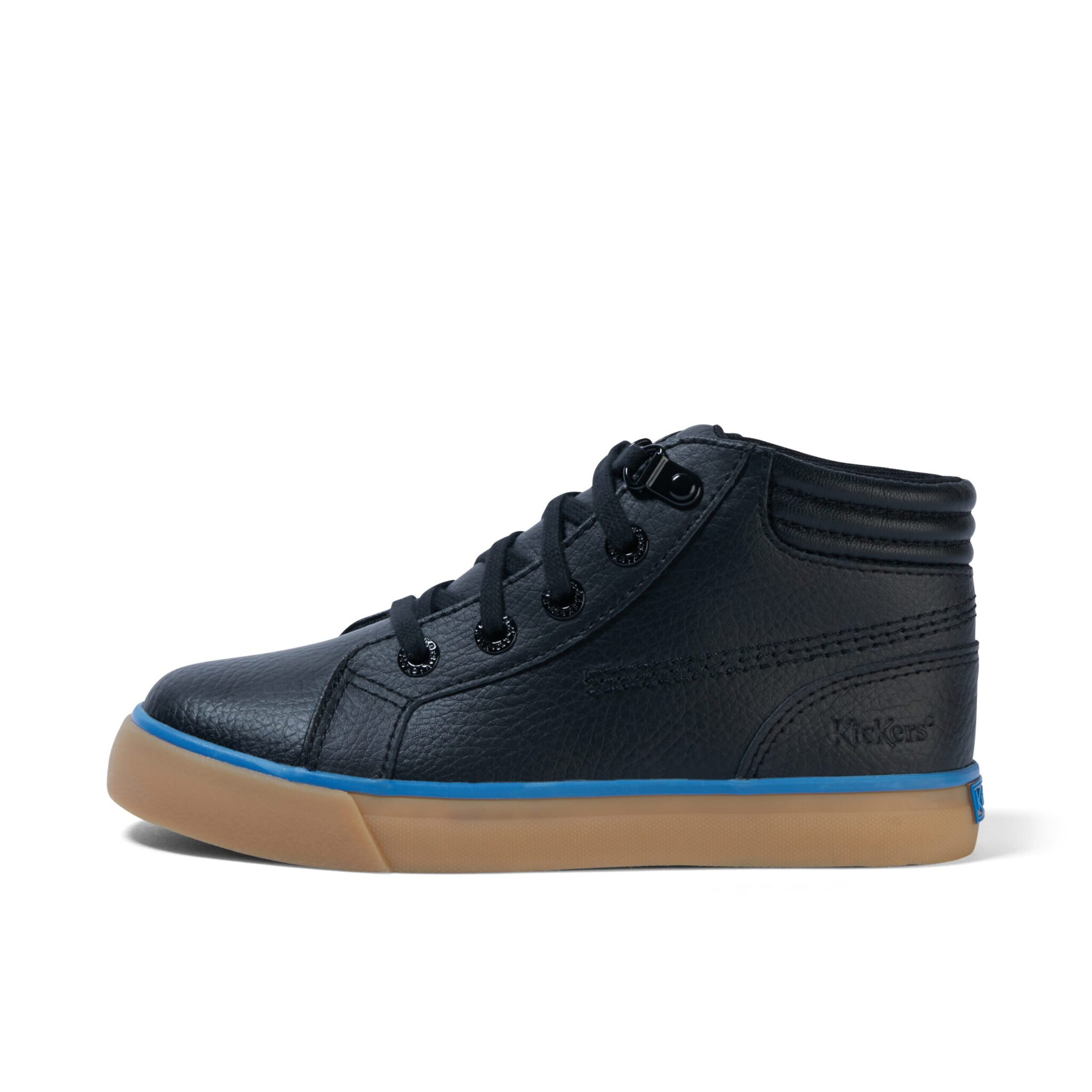 kickers boys hi top padded leather tovni shoes side view