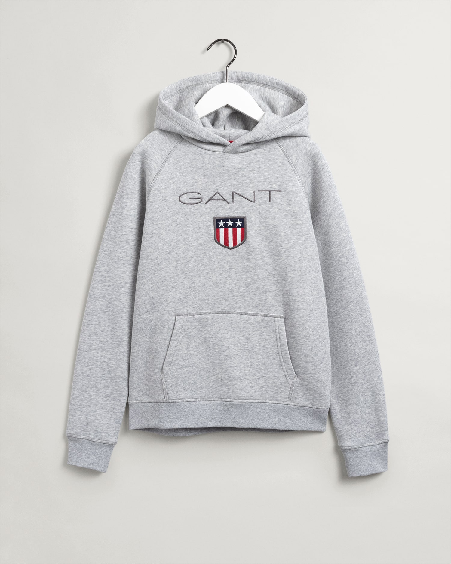 gant boys grey hoodie with stripes logo