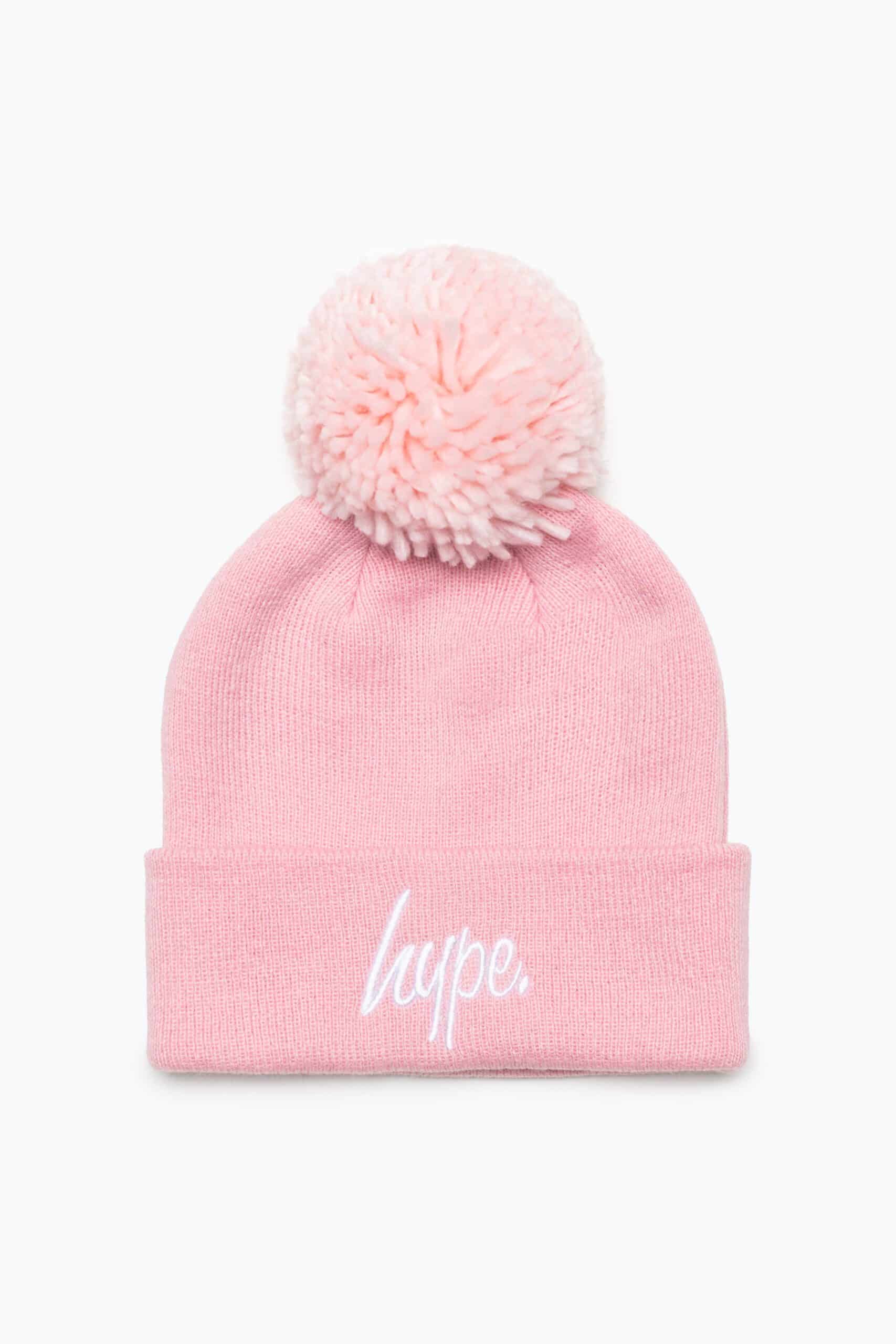 hype pale pink bobble hat