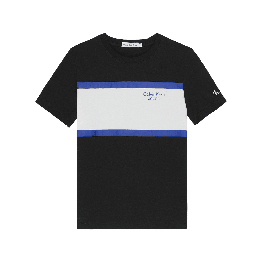 Calvin Klein Boys CKJ Stack Logo Colour Block T-Shirt - Kids Life Clothing  - Children\'s designer clothing