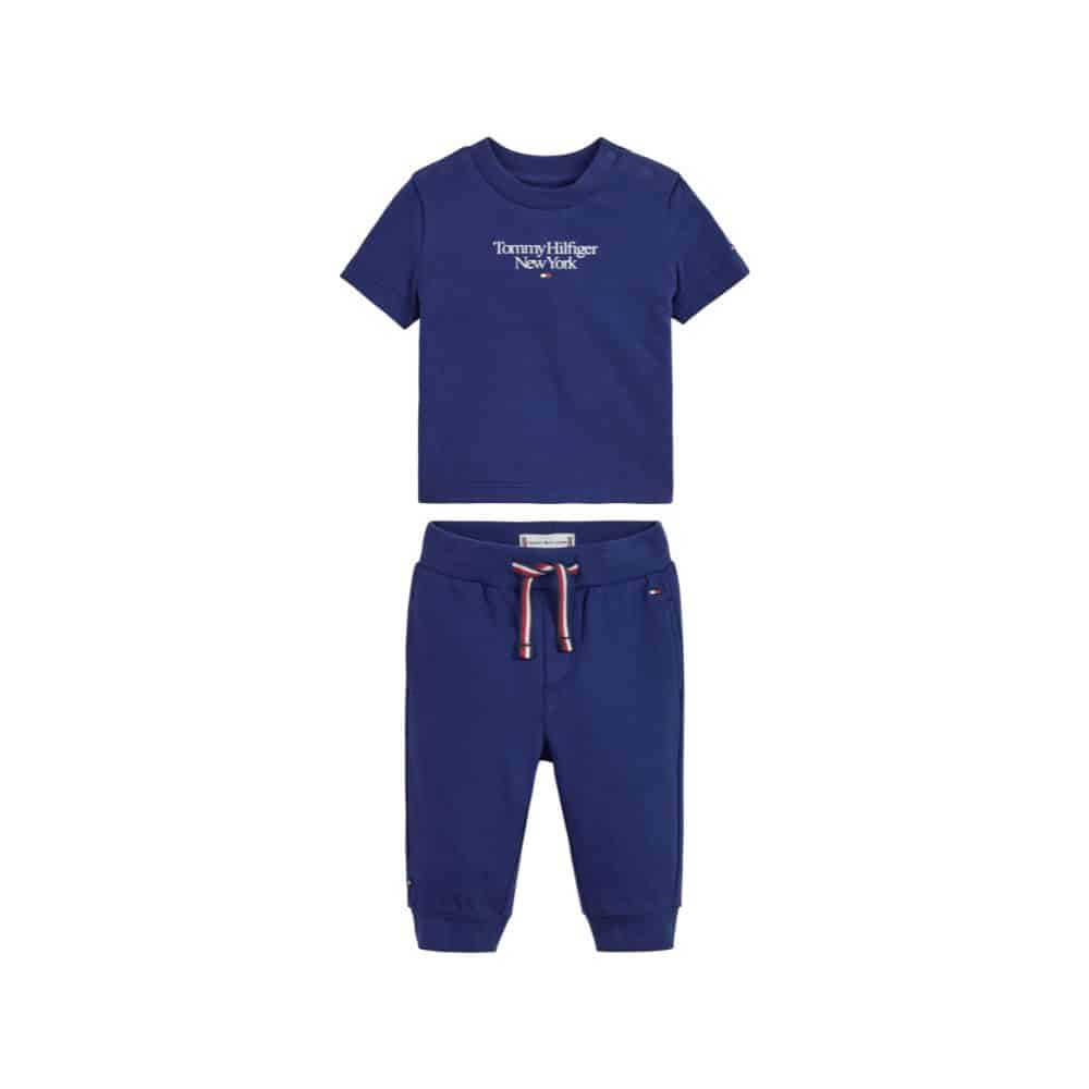 Tommy Boys blue tracksuit bottoms and tee