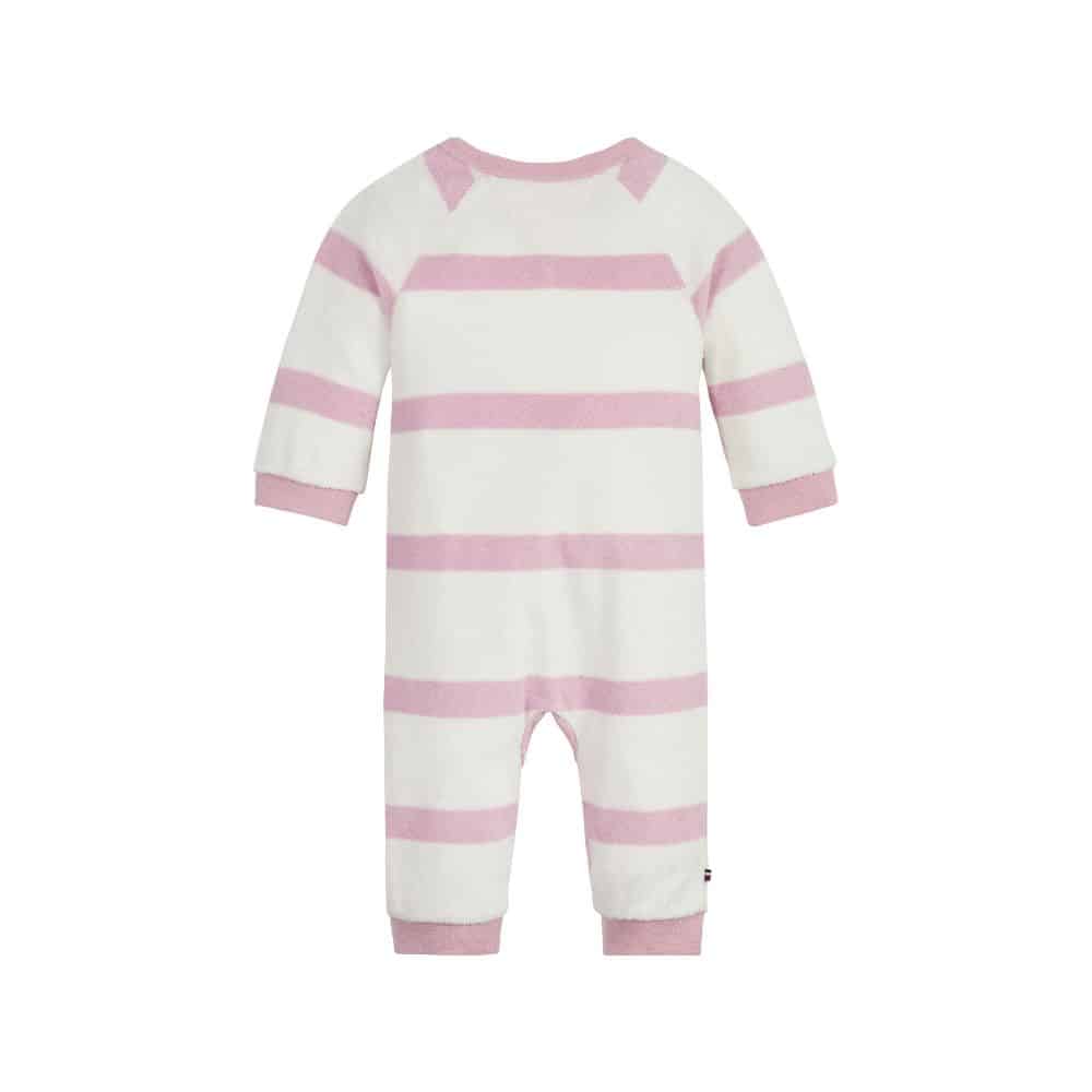 Tommy towelling babygro pink white back