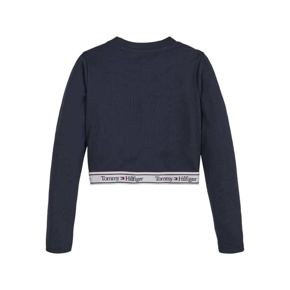 Tommy girls black crop top with long sleeve