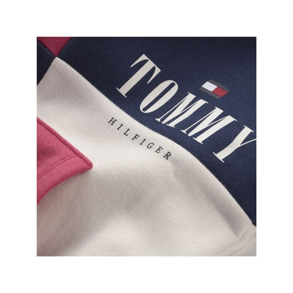 Tommy Hilfiger boys jumper with pink and navy close up