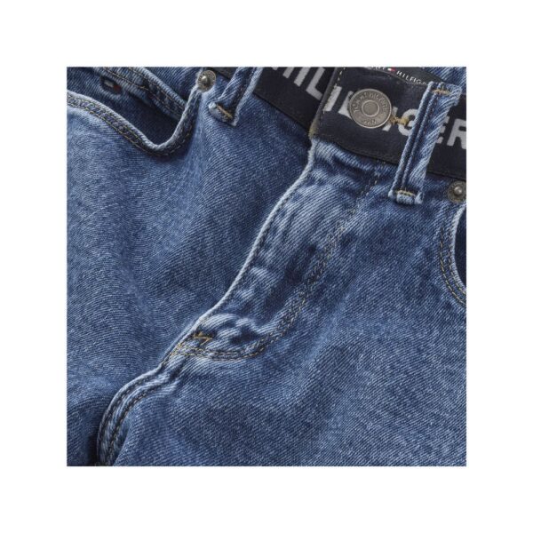 Tommy Hilfiger jeans back view with Tommy Hilfiger black belt close up