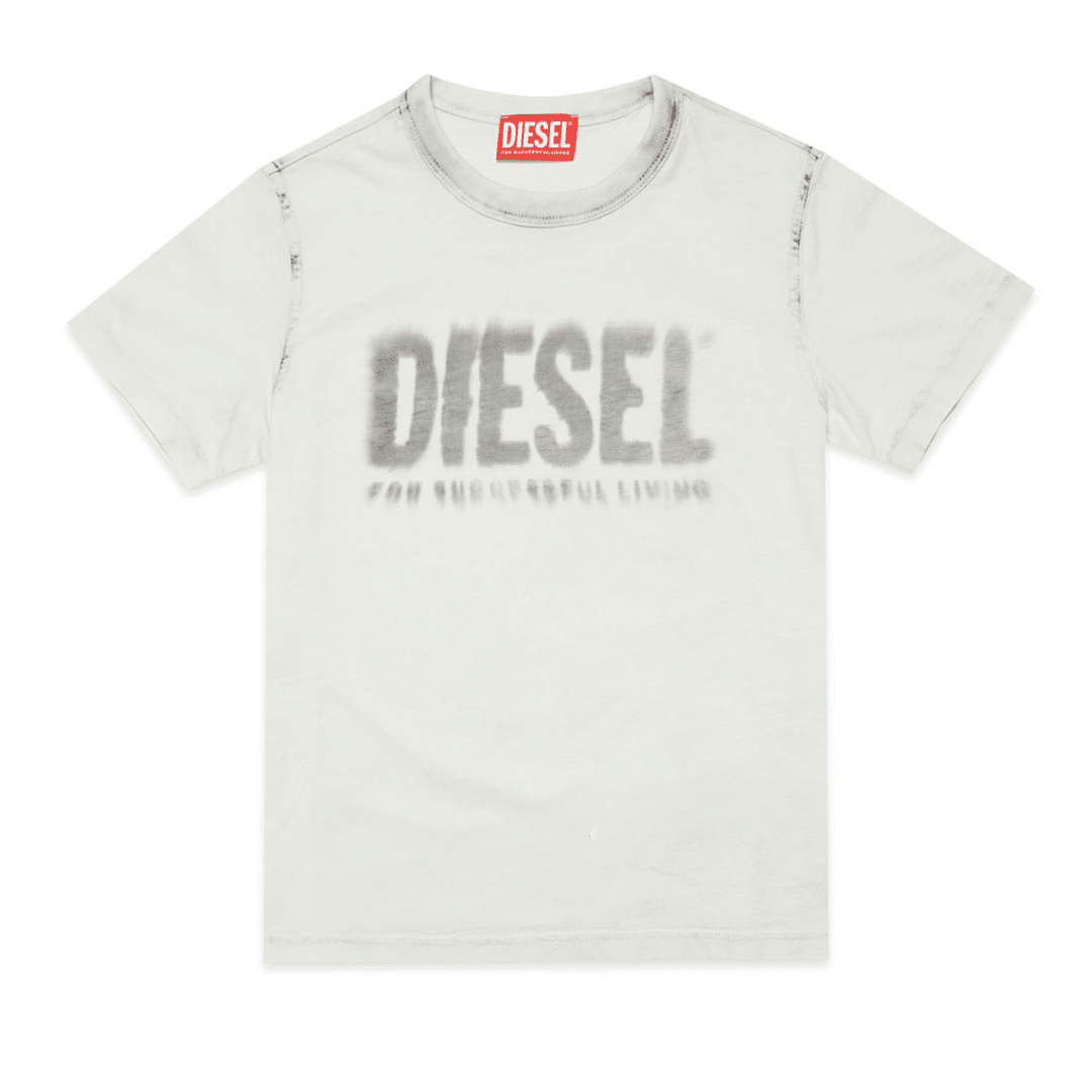 Diesel boys white tshirt with faded effect logo