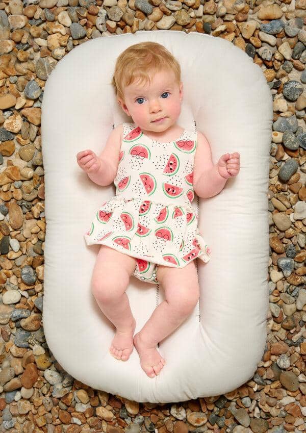 the bonnie mob watermelon baby set on model