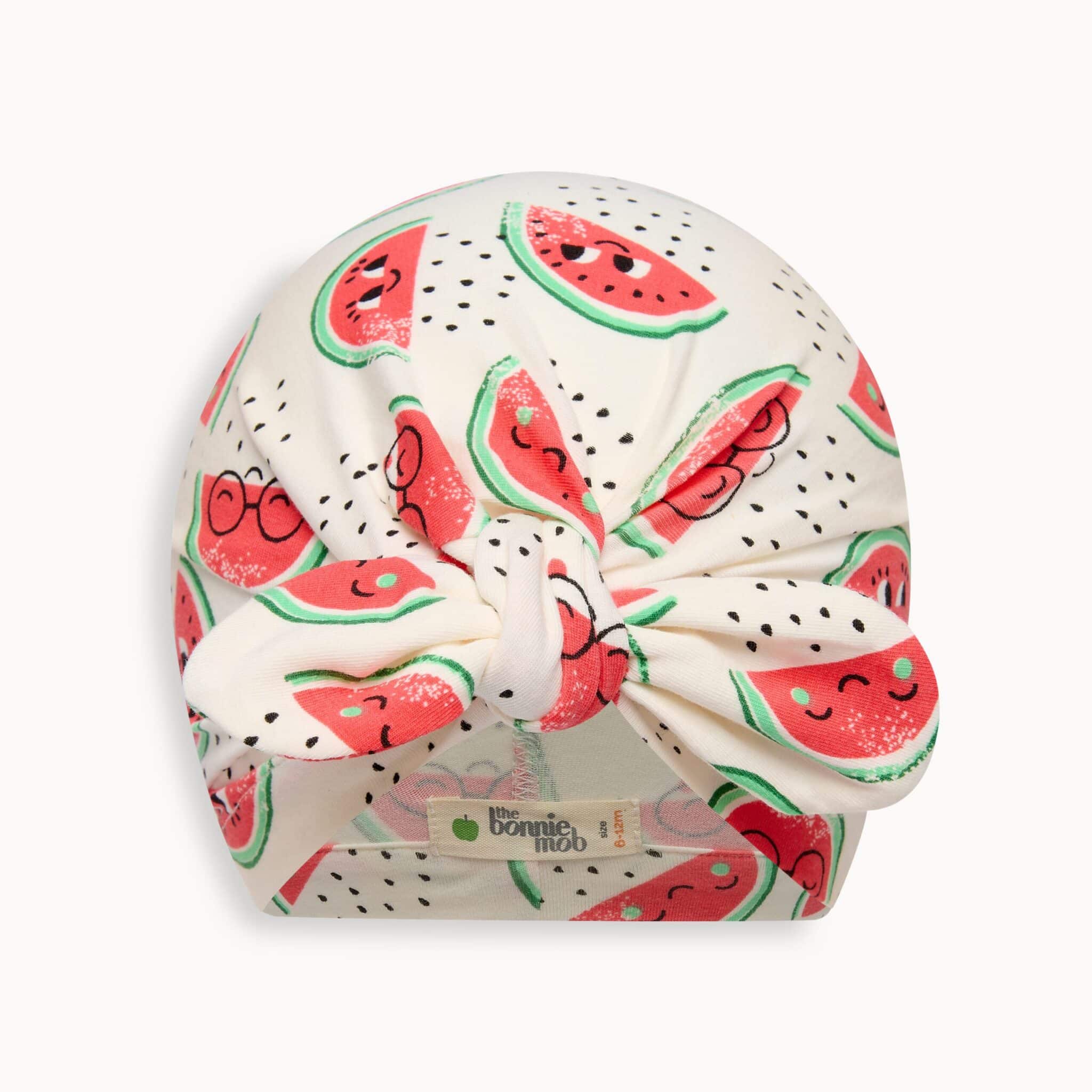 The bonnie mob watermelon baby turban front view