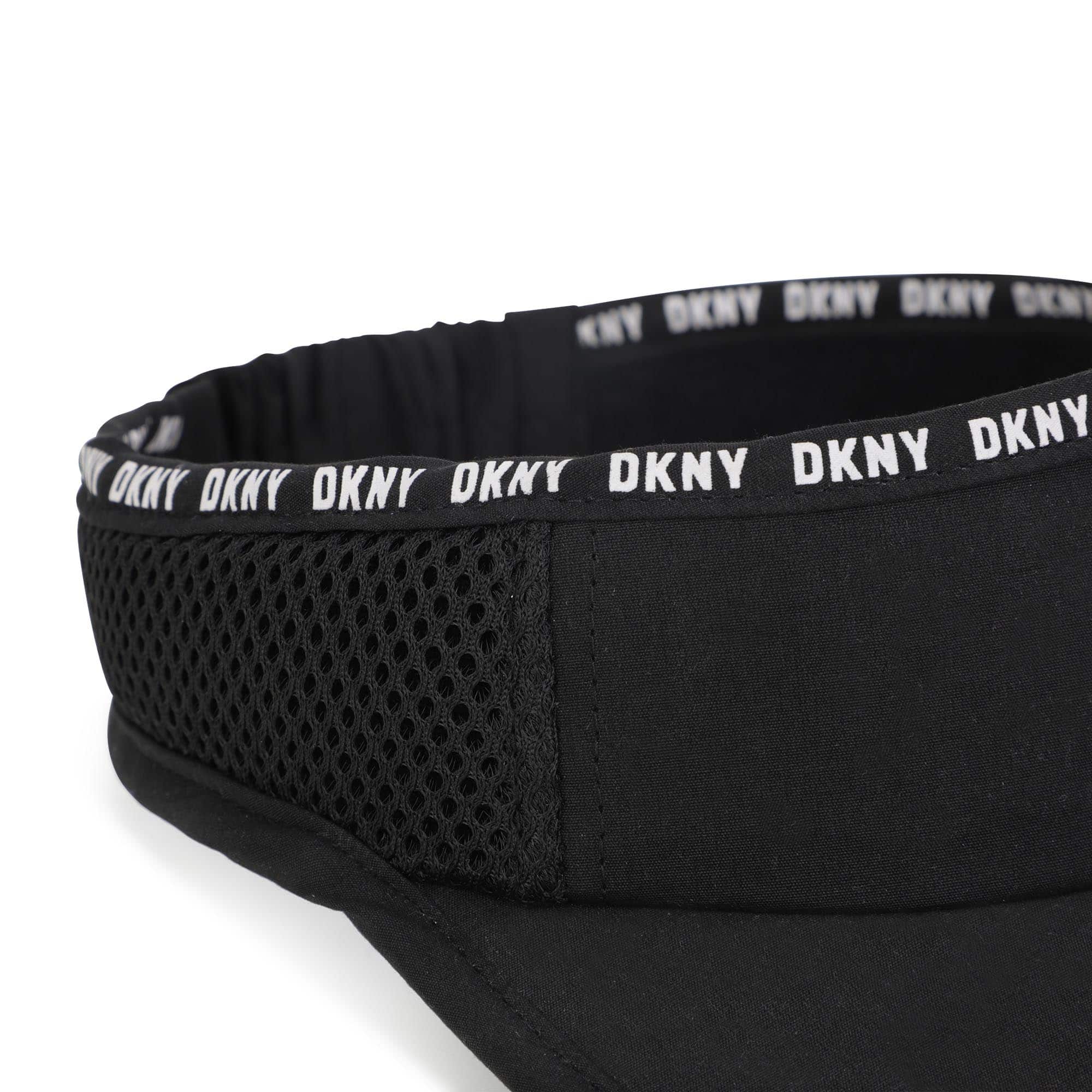 DKNY girls black visor with logos side view