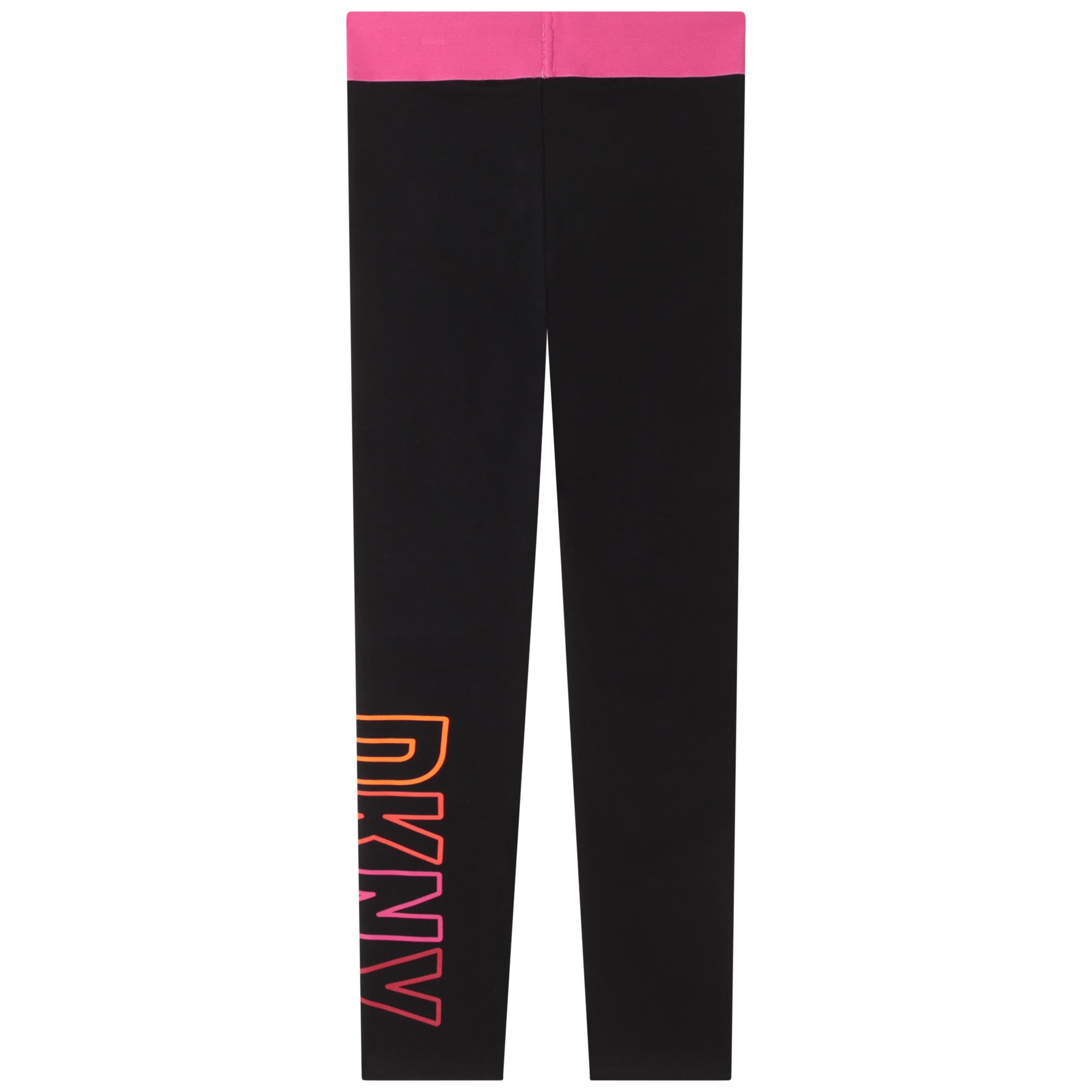 DKNY black leggings with pink waist band back view
