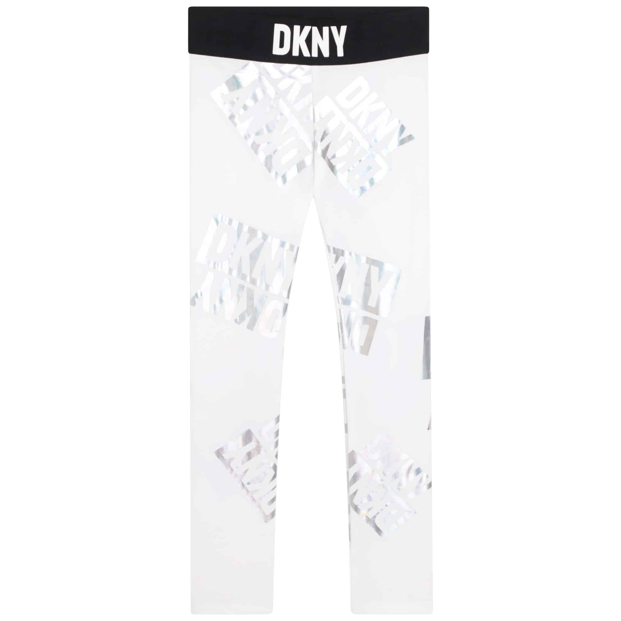 DKNY girls black and white leggings