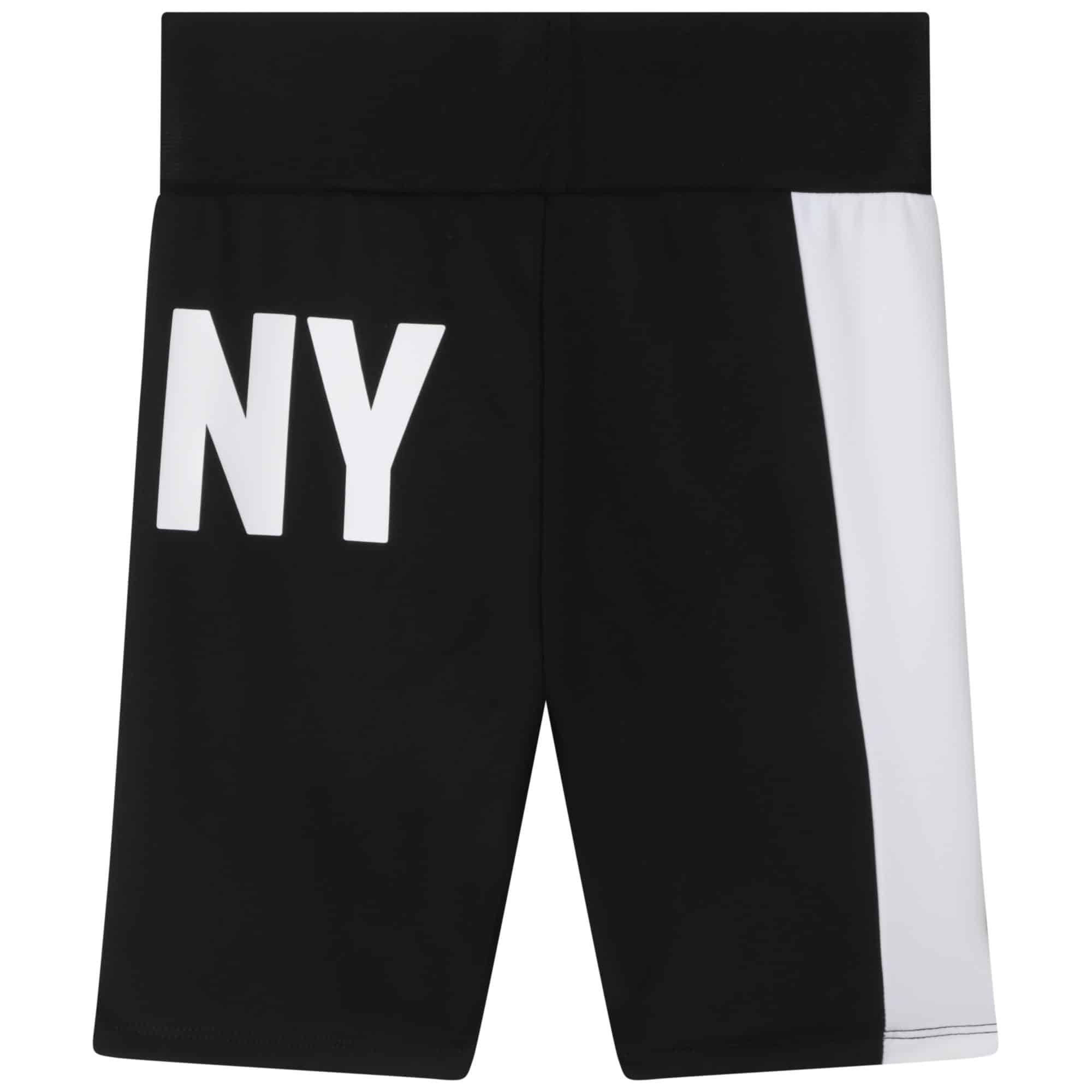 DKNY girls black and white cycling shorts back view