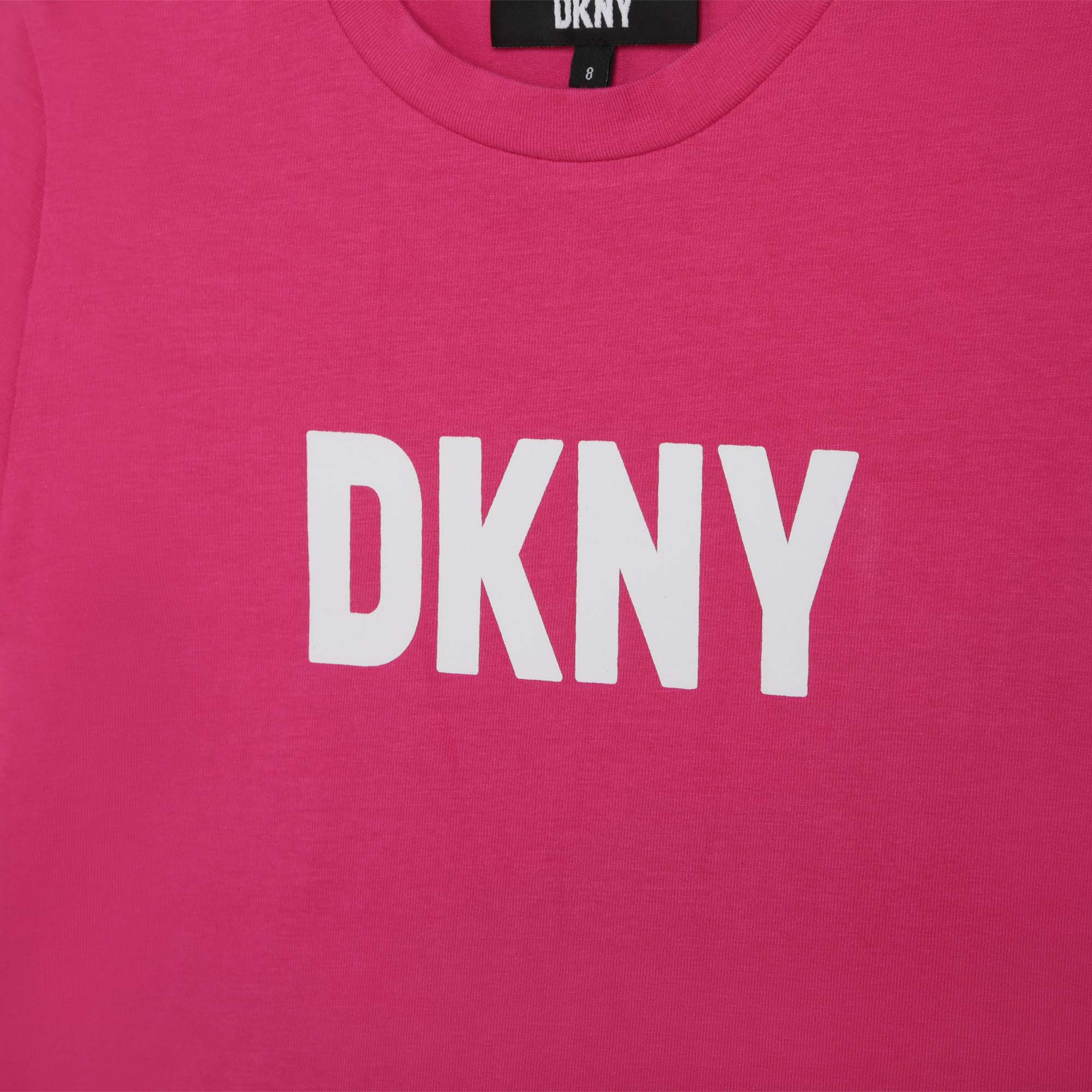DKNY girls pink tshirt close up