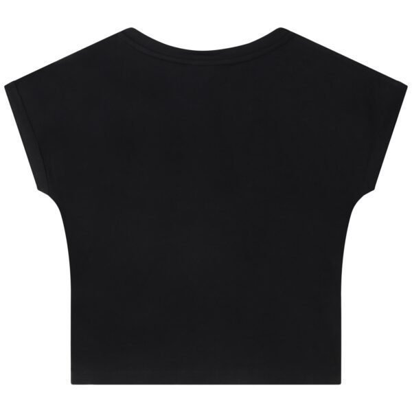 DKNY girls black tshirt with multi coloured logo back view