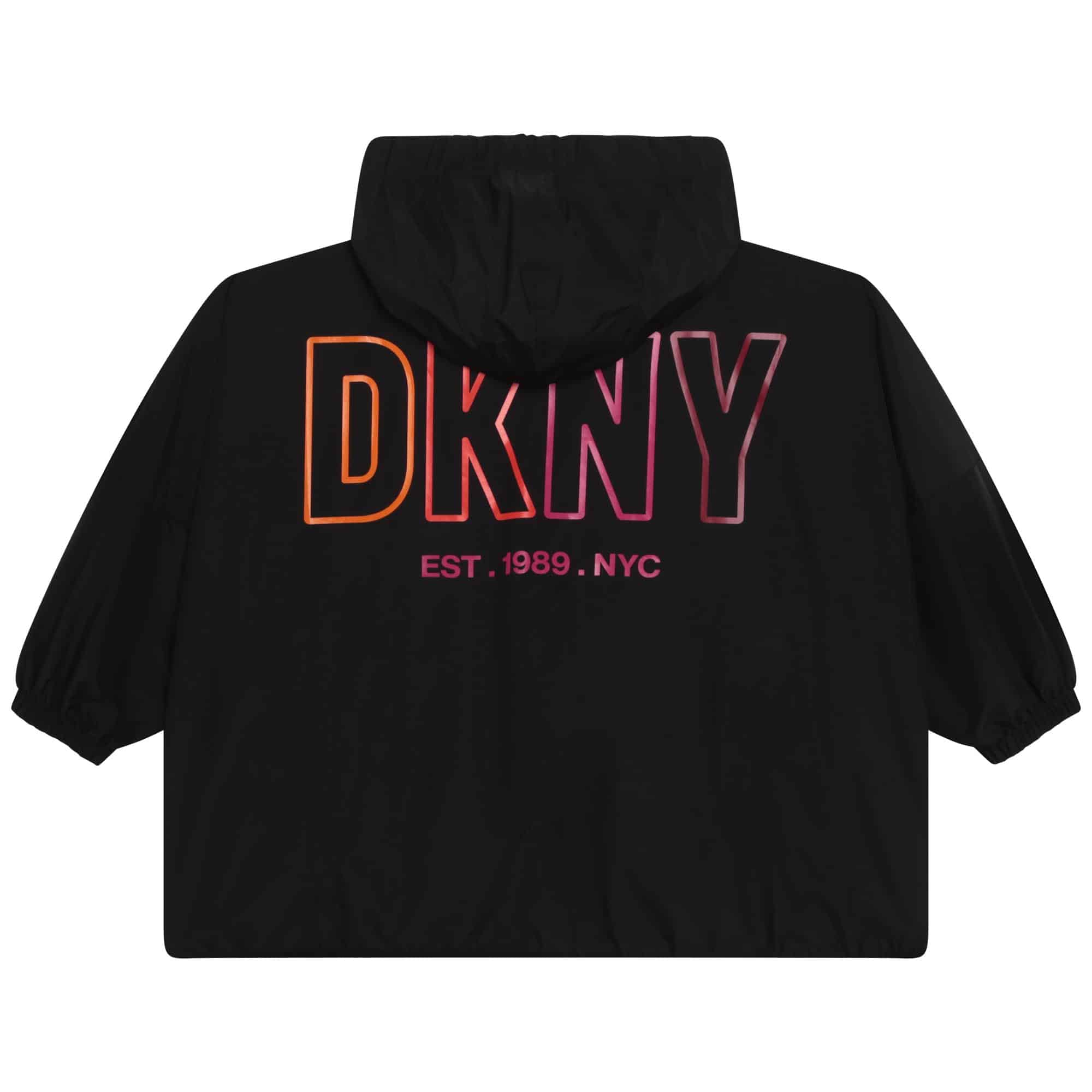 DKNY girls black hoodie with multi coloured logo