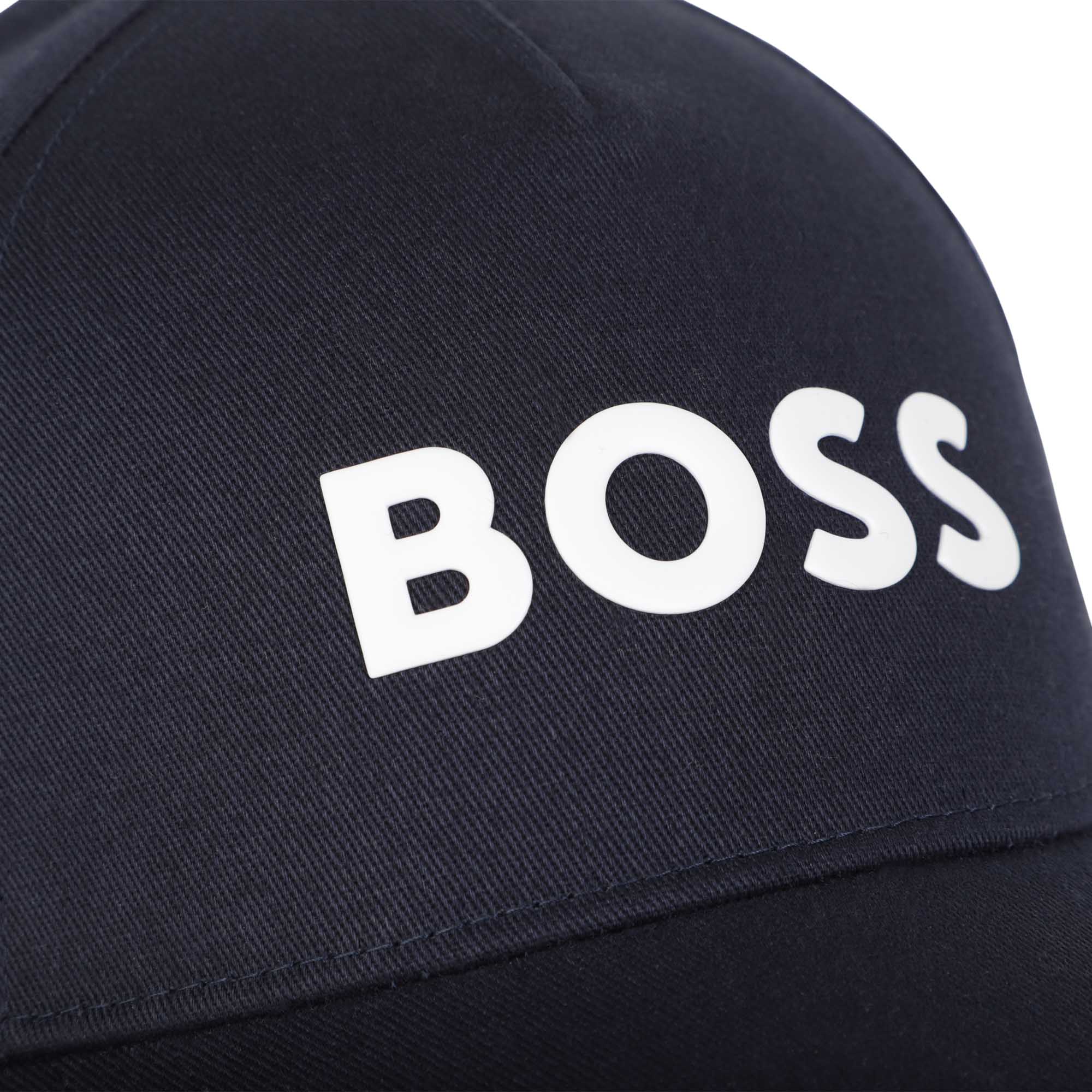 Boss boys black cap close up of logo