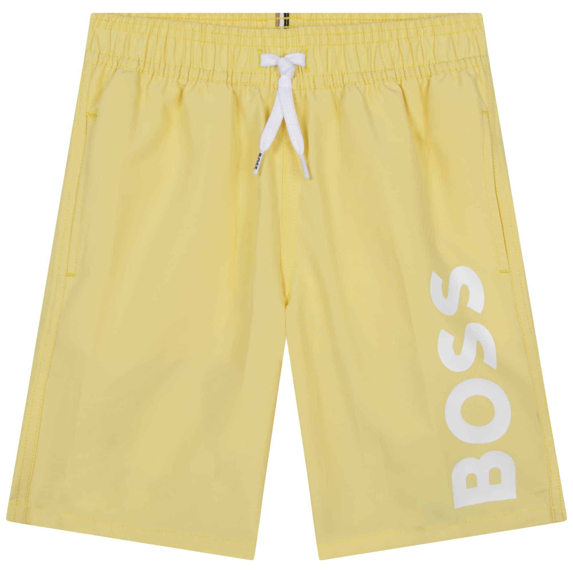Boss boys shorts lemon front view