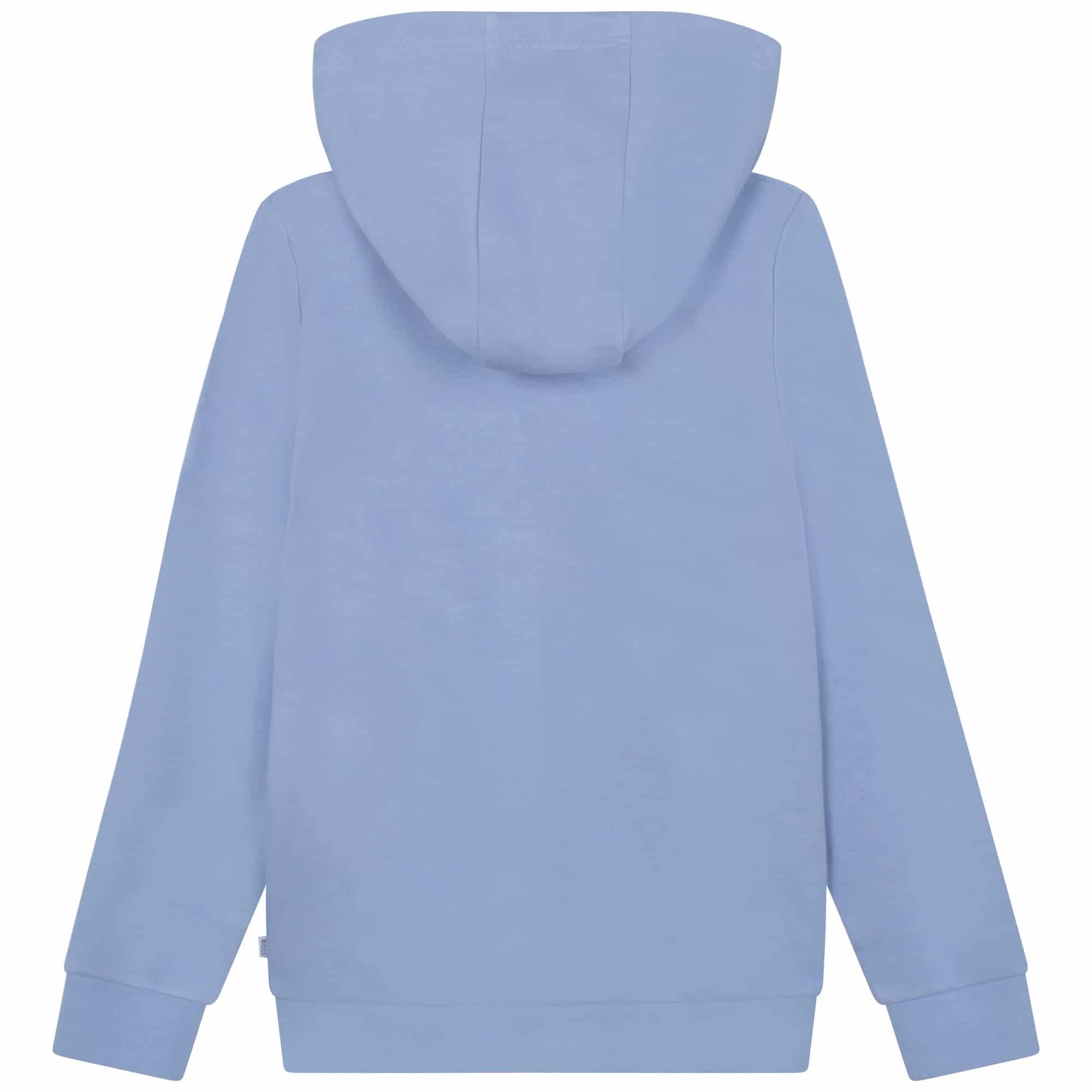 Boss boys pale blue hoodie with small white logo back view