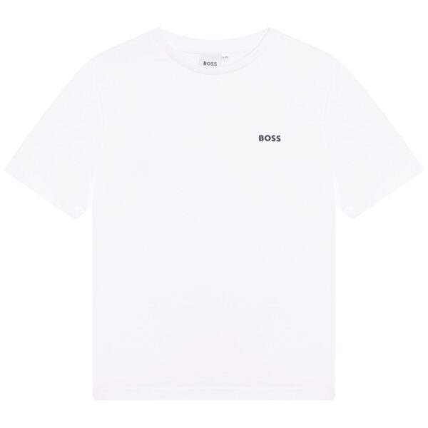 BOSS boys white tshirt with small black logo