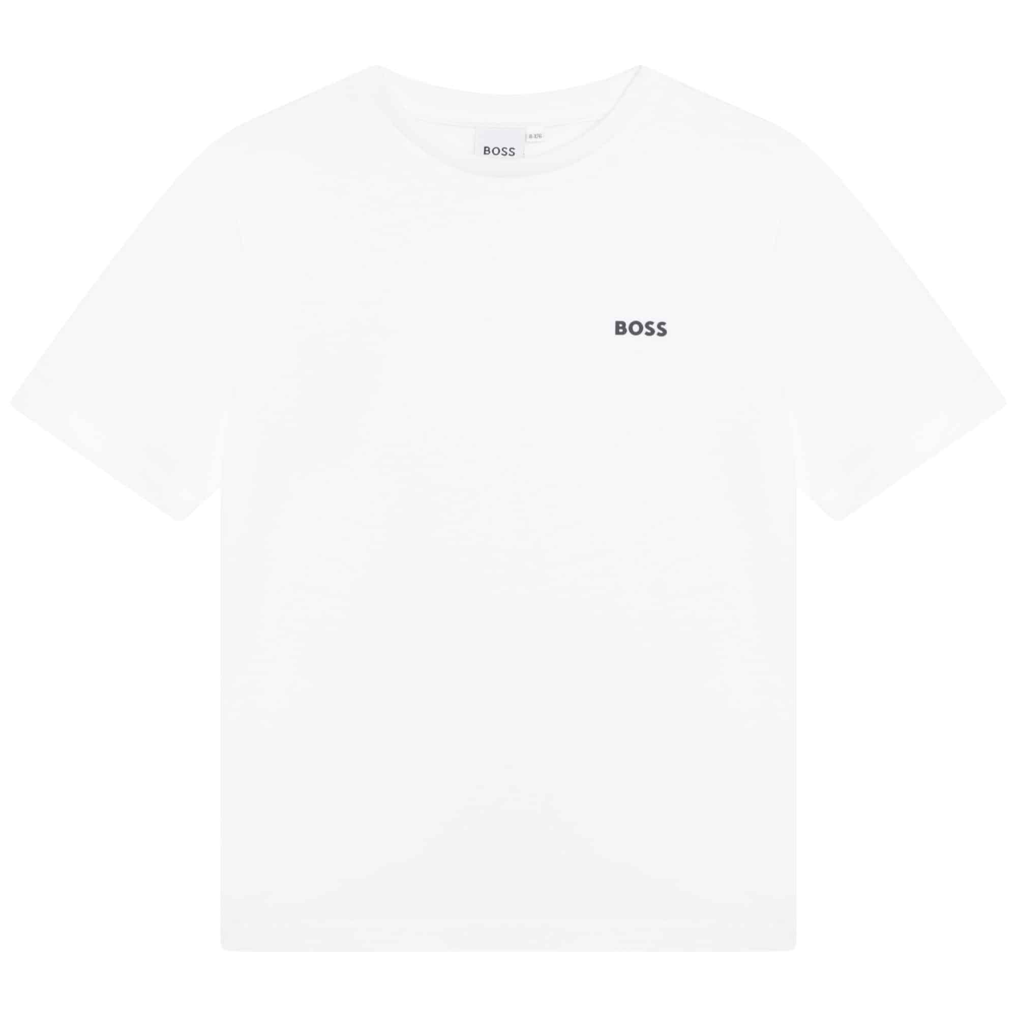 BOSS boys white tshirt with small black logo