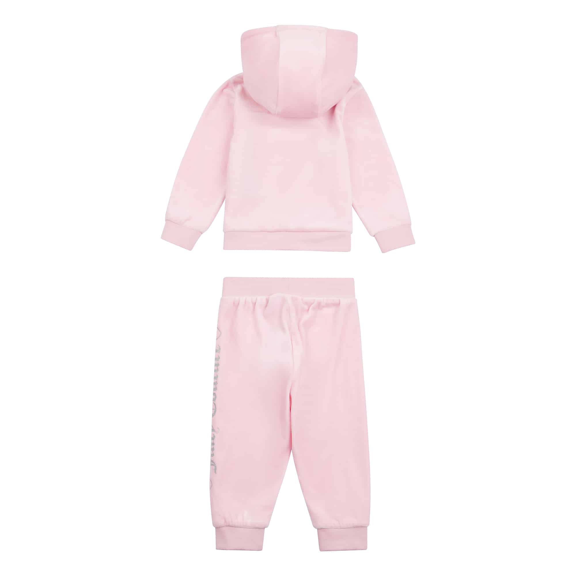 Juicy Couture pale pink velour girls tracksuit set back view