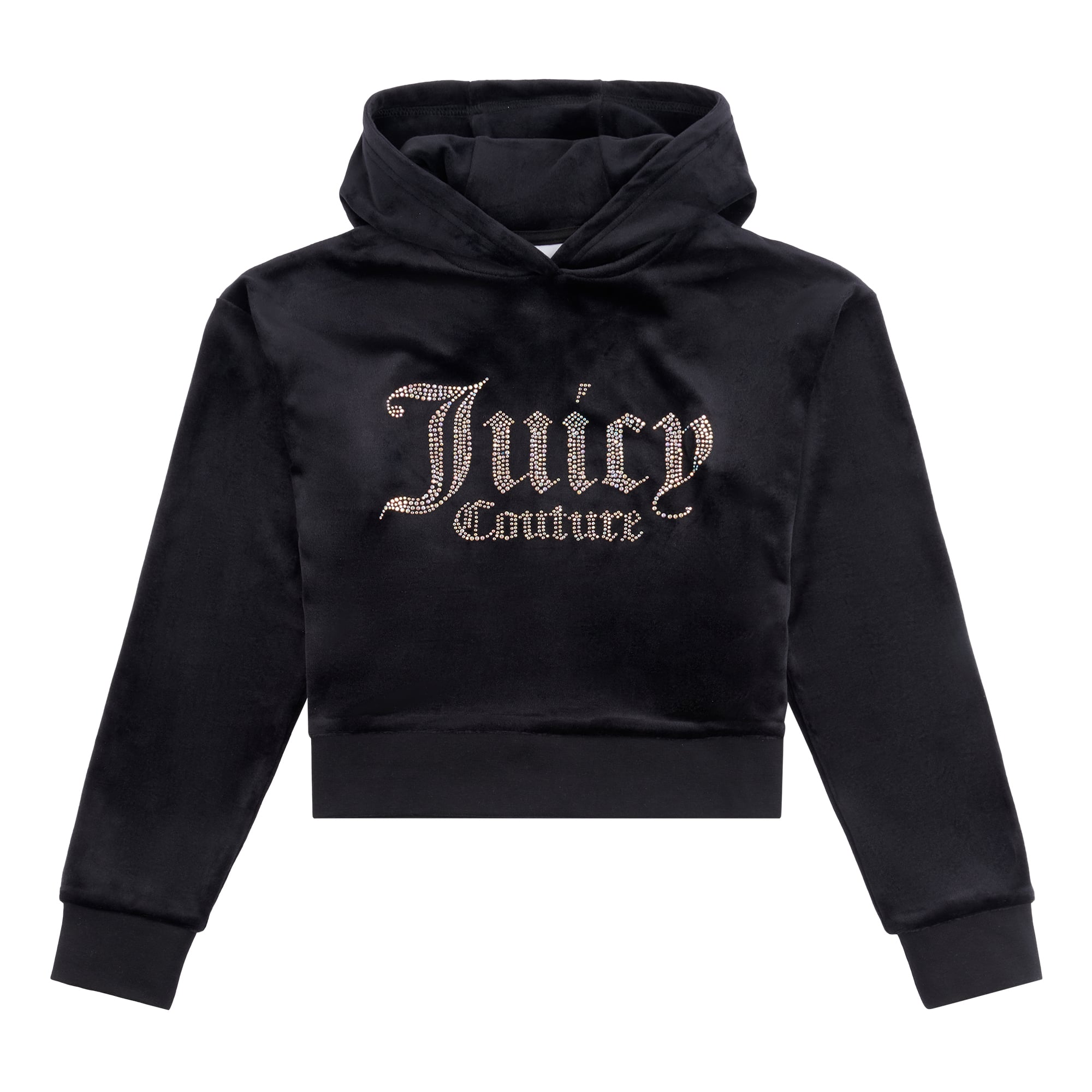 Juicy Couture girls black velour hoodie front view
