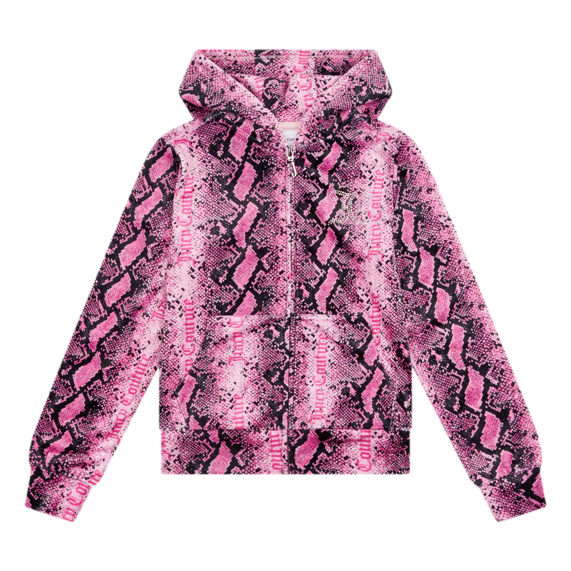 Juicy couture girls pink snakeskin hoodie front view