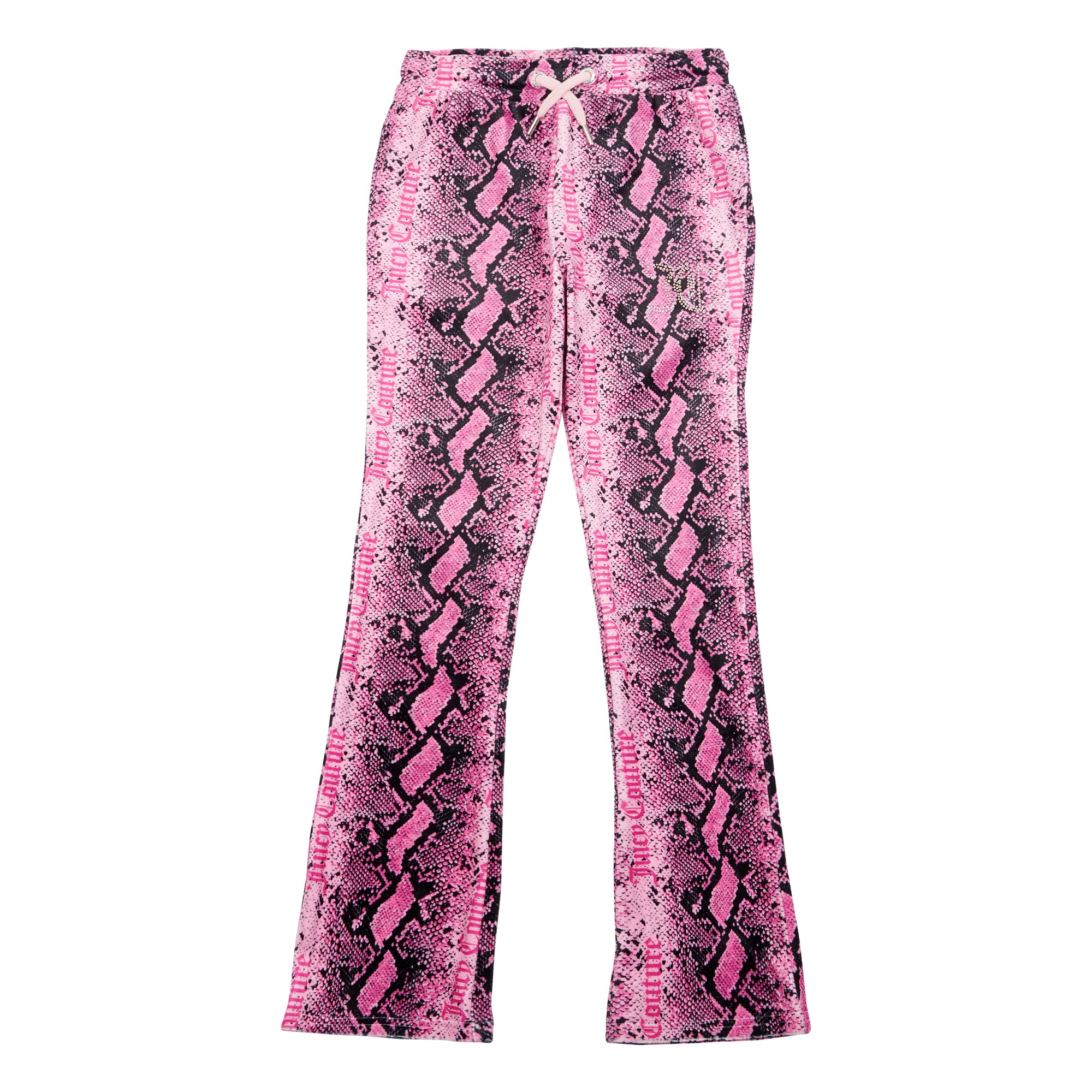 Juicy Couture pink snakeskin girls tracksuit bottoms front view
