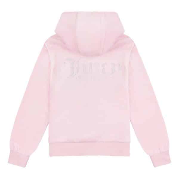 Juicy Couture girls pale pink velour tracksuit hooded top back view